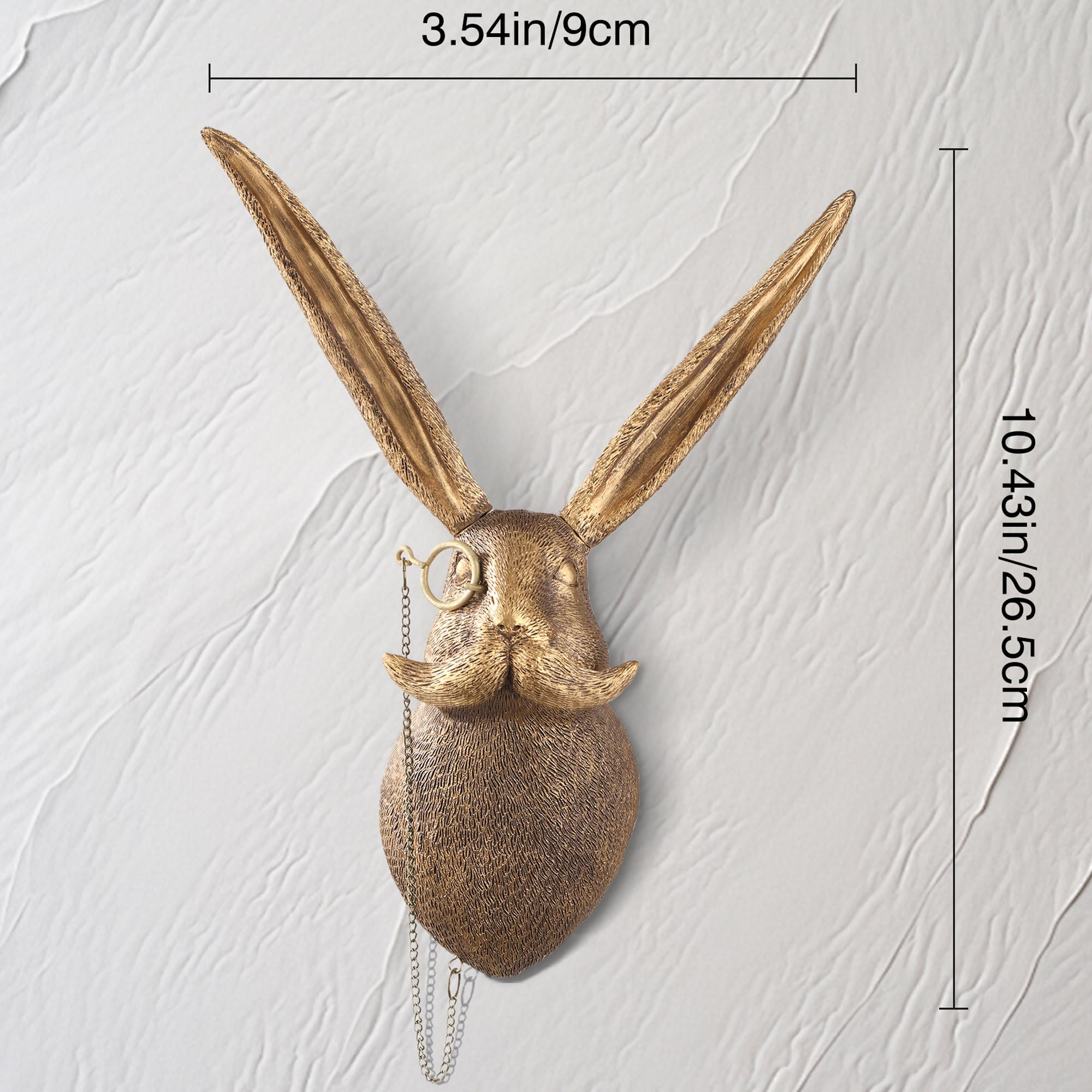 Gold Animal Head Wall Decor - Modern Rabbit Sculpture for Home, Office & Bedroom - Unique Wall Art for Men & Women - Perfect for Living Room, Study & Entryway Décor