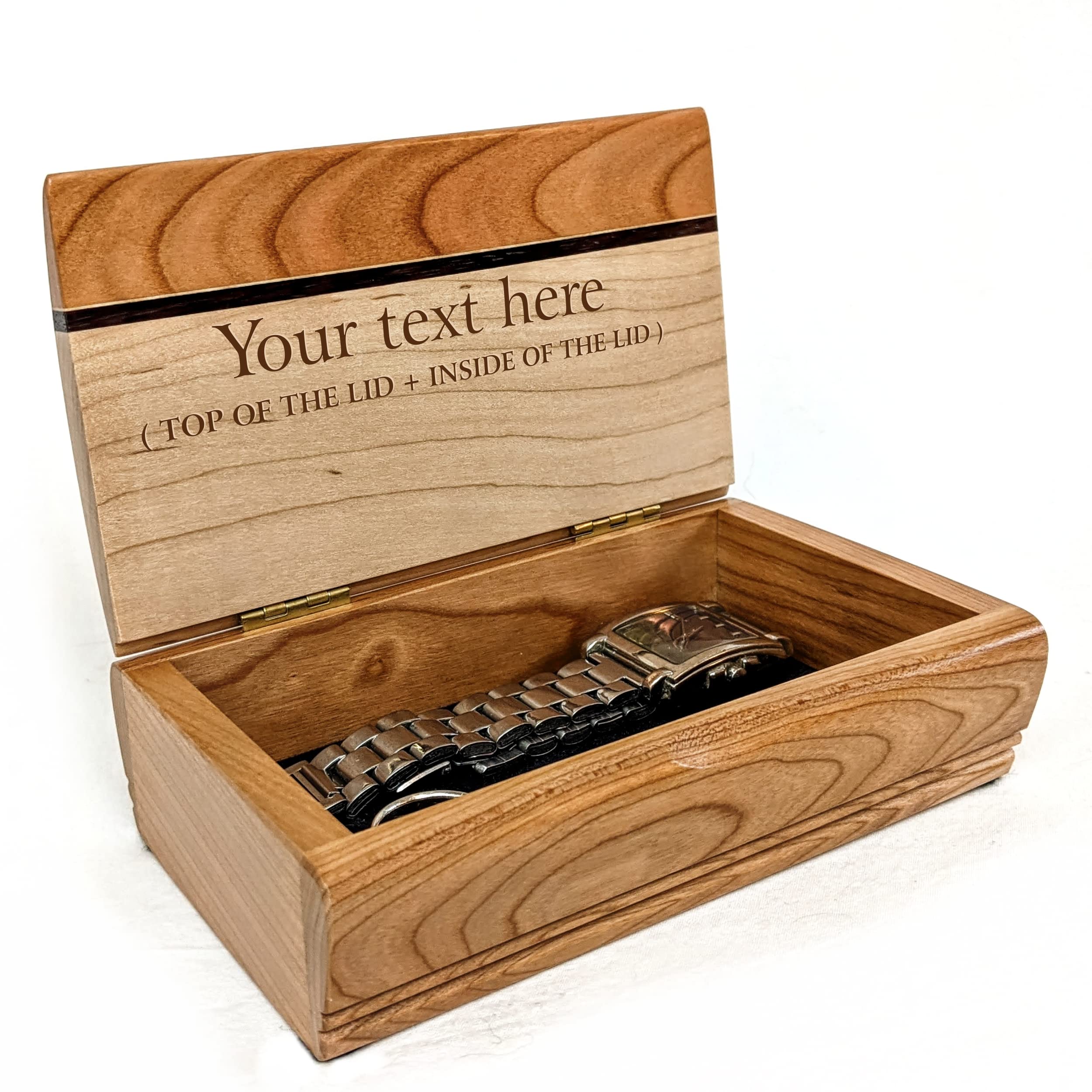 Personalized Wooden Keepsake Box with Hinged Lid - Handmade Cherry Wood Decorative Storage Box - USA Crafted Rectangle Wood Box for Jewelry, Photos & Mementos - Perfect Gift for Weddings, Anniversaries & Special Occasions