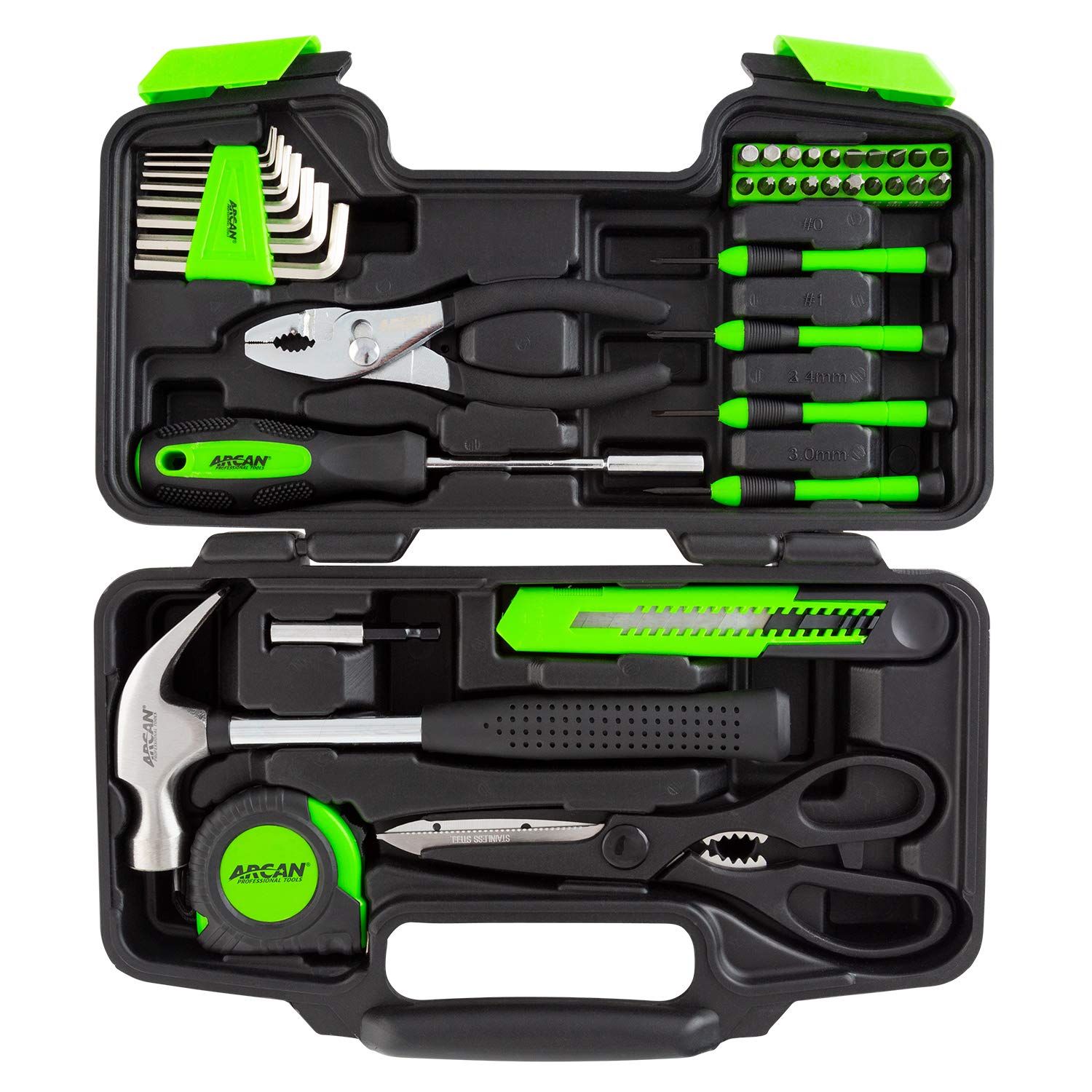 ARCA TOOLS 39-Piece Home Hand Tool Kit with Storage Case - Perfect for Household Repairs, DIY Projects, Office & Apartment Maintenance - Essential for Homeowners, Renters & College Dorm Use (ATS39PC)