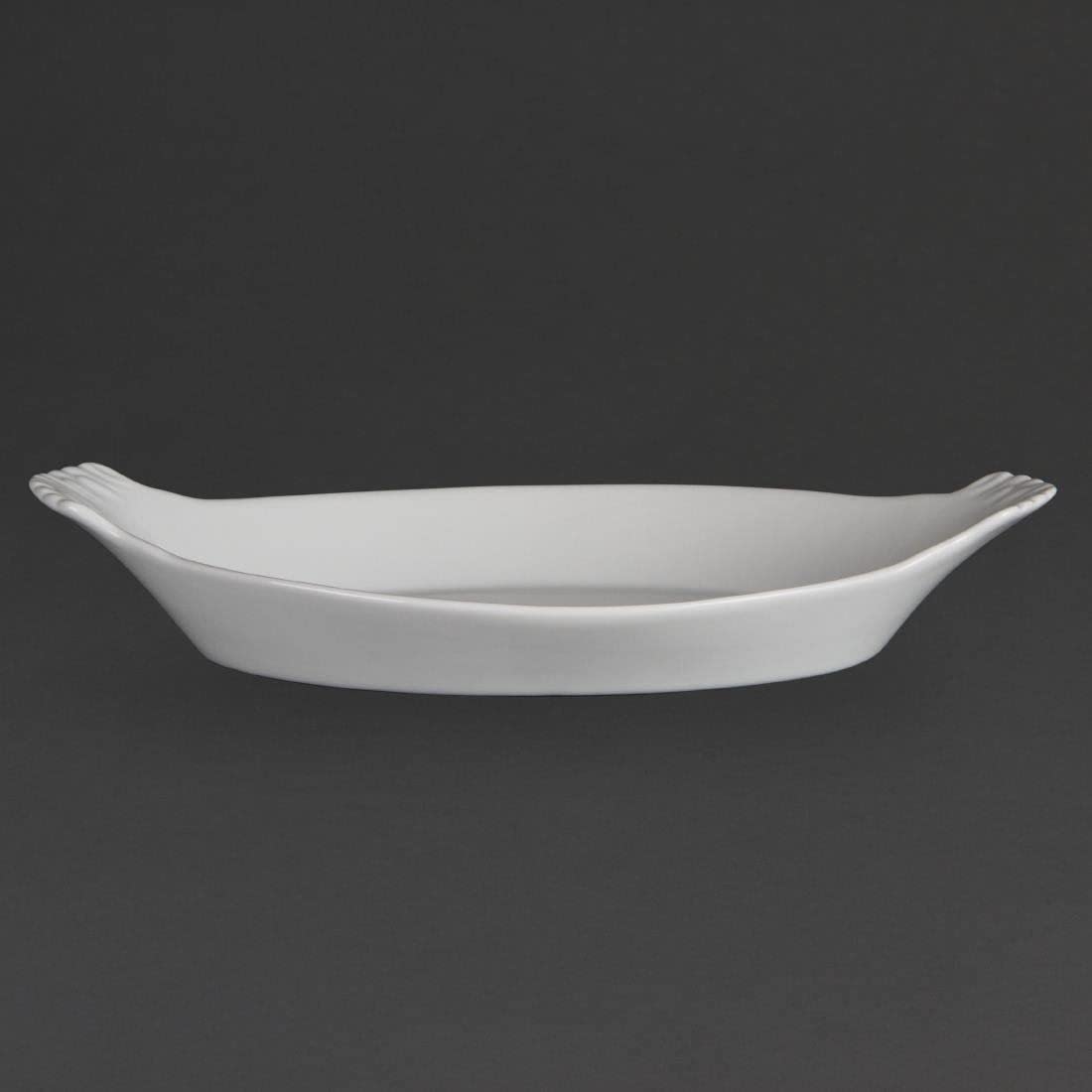 Premium 6-Piece White Porcelain Oval Serving Plates with Ears - 320x177mm - Elegant Dinnerware for Buffets, Parties & Formal Dining