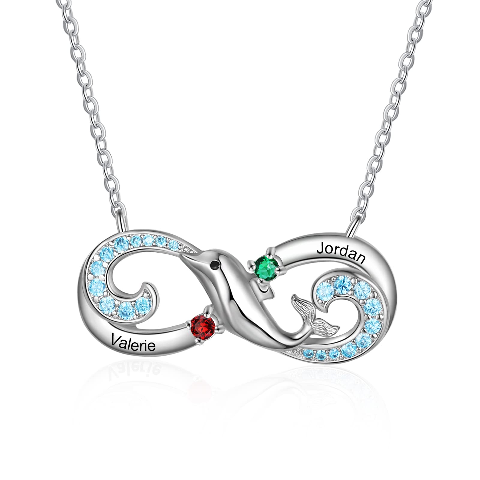 Personalized Infinity Birthstone Necklace for Women - Custom Engraved Name Jewelry for Girlfriend, Daughter, Wife - Unique Birthday, Anniversary, Mother's Day Gift - Perfect for Everyday Wear & Special Occasions