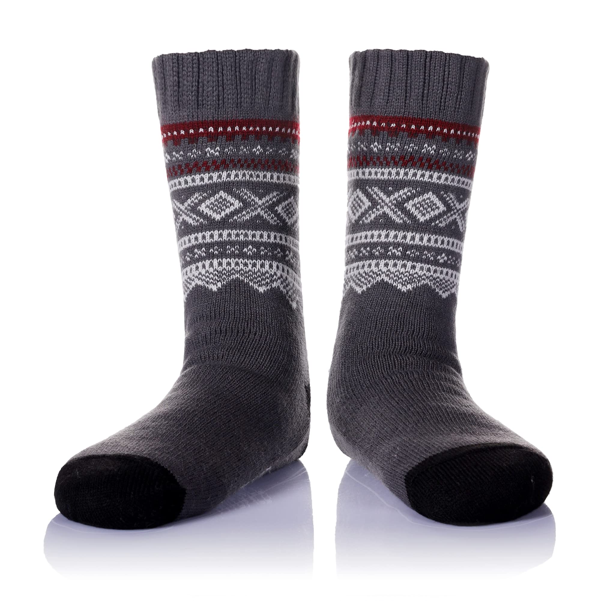Men's Fleece Lined Thick Winter Slipper Socks - Non-Slip Fuzzy Warm House Shoes for Indoor Comfort & Cozy Sleeping - Perfect for Cold Weather, Lounging at Home and Relaxation