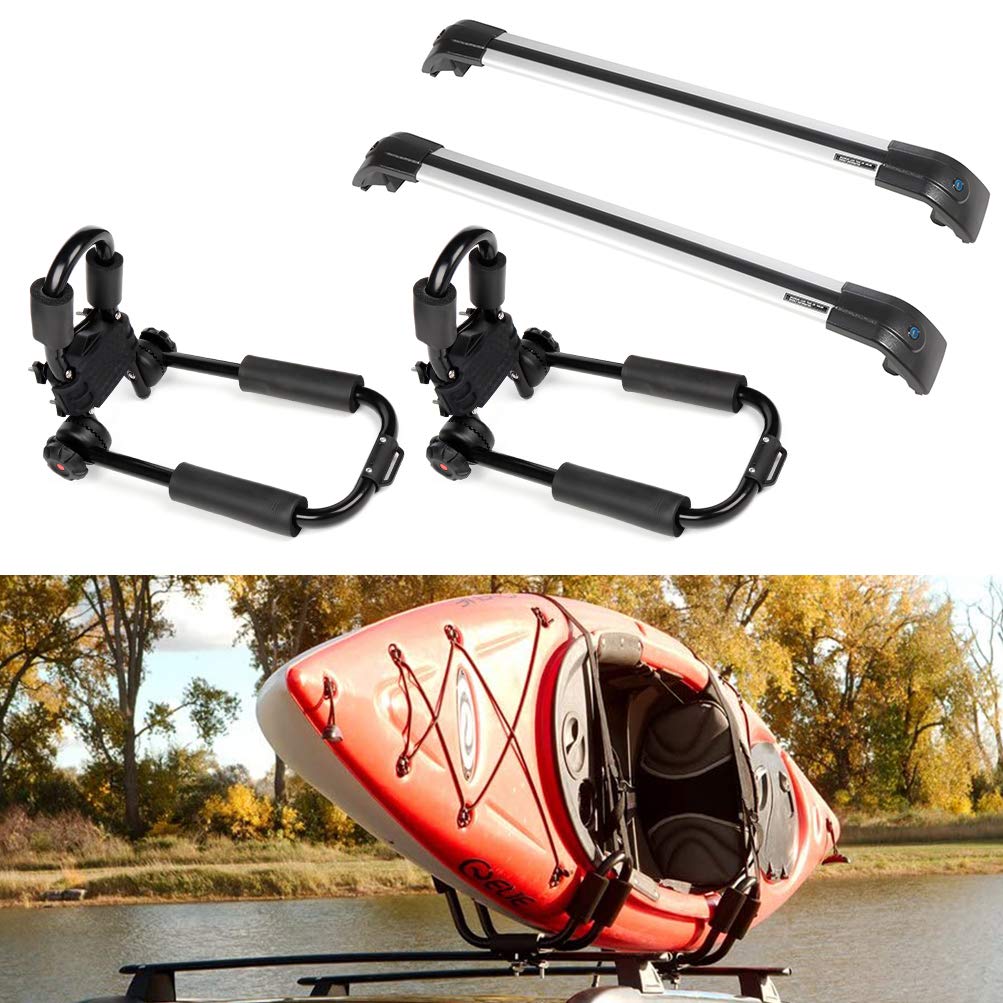 SCITOO Universal J-Bar Kayak Rack - Heavy Duty Roof Rack Cross Bars for Hyundai Santa Fe 2013-2017 - Perfect for Kayak, Canoe & SUP Transport - Outdoor Adventure Gear