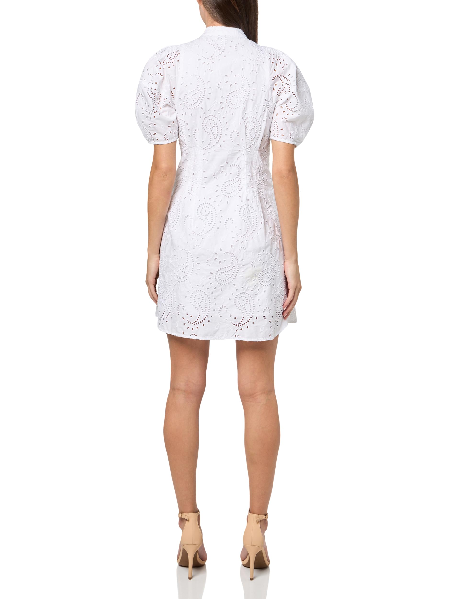 Club Monaco Women's Eyelet Balloon Sleeve Mini Dress - Floral Summer Dress for Women, Casual & Party Wear, Perfect for Beach Vacations, Date Nights and Brunch Outings