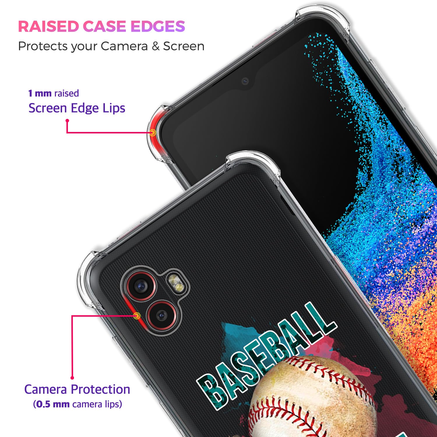 GlamCase for Samsung Galaxy XCover 6 Pro Case - Baseball is Life Printed Slim Fit Clear TPU Shockproof Protective Cover for Samsung Xcover6 Pro 5G (6.6 Inch) - Perfect for Outdoor Sports & Daily Use
