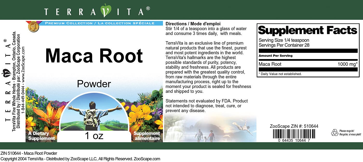 Organic Maca Root Powder - 1 oz (ZIN: 510644) | Natural Energy Booster & Hormone Balance Supplement for Men & Women | Perfect for Smoothies, Baking & Wellness Drinks