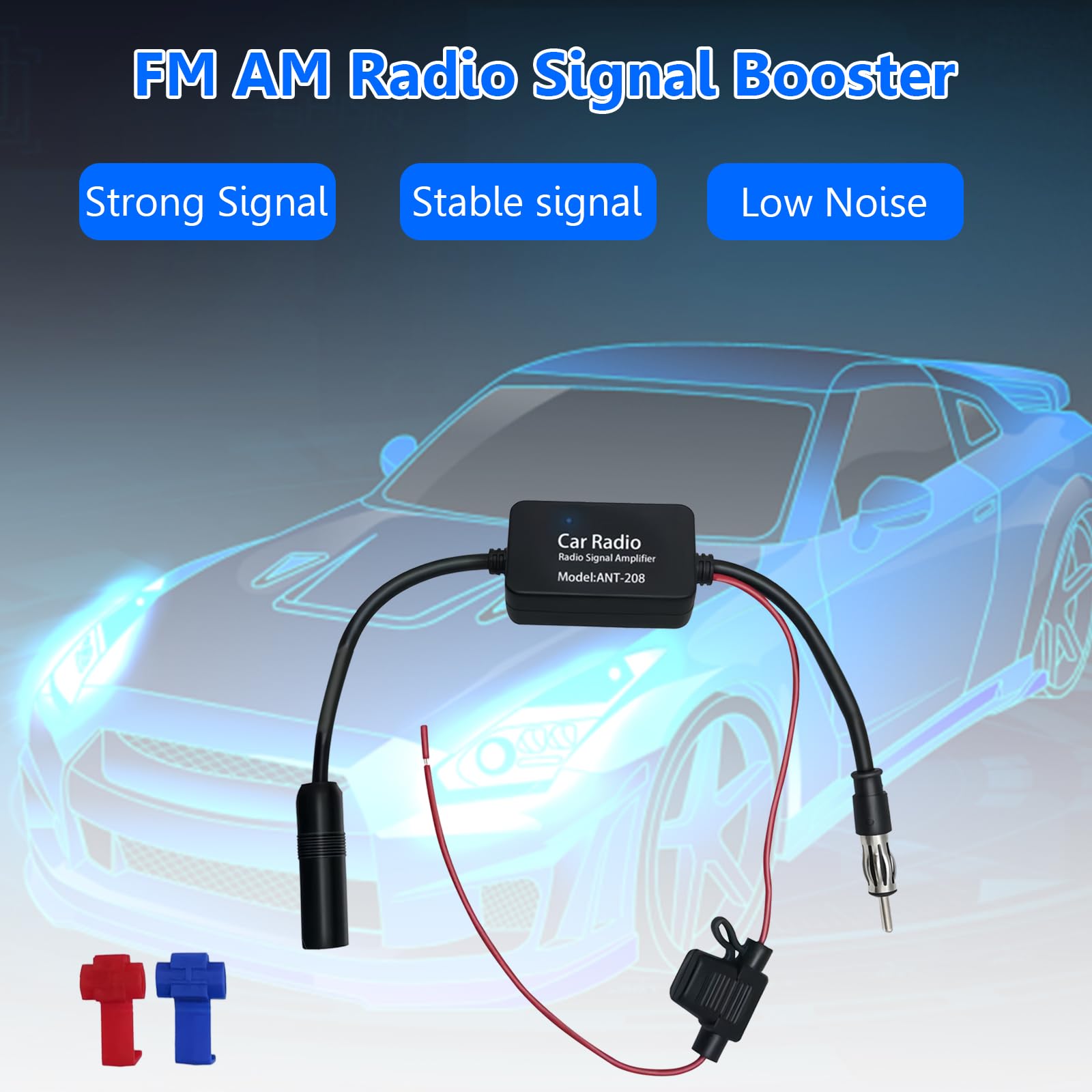 12V Car Radio Antenna Amplifier - FM Signal Booster for Car Audio Stereo System | Improve Reception for Road Trips & Commuting