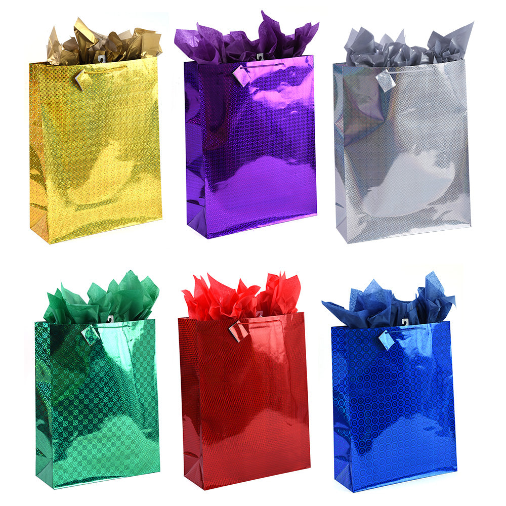 Premium Holographic Gift Bags with Shimmering Colors - Perfect for Birthday Parties, Wedding Favors & Special Occasions