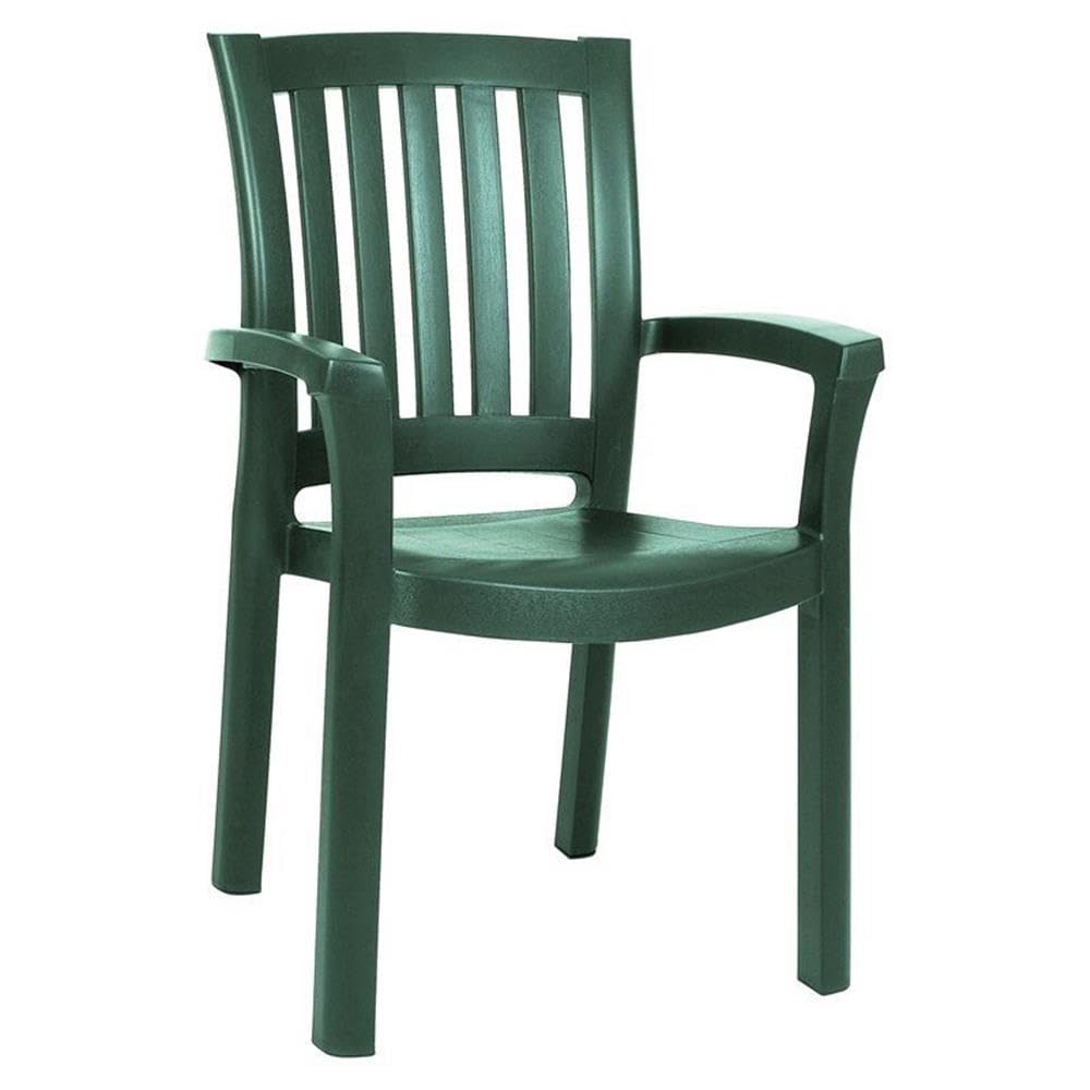 Premium Green Resin Patio Dining Arm Chairs (Set of 2) - Weather-Resistant Outdoor Furniture for Garden, Poolside & Backyard Relaxation