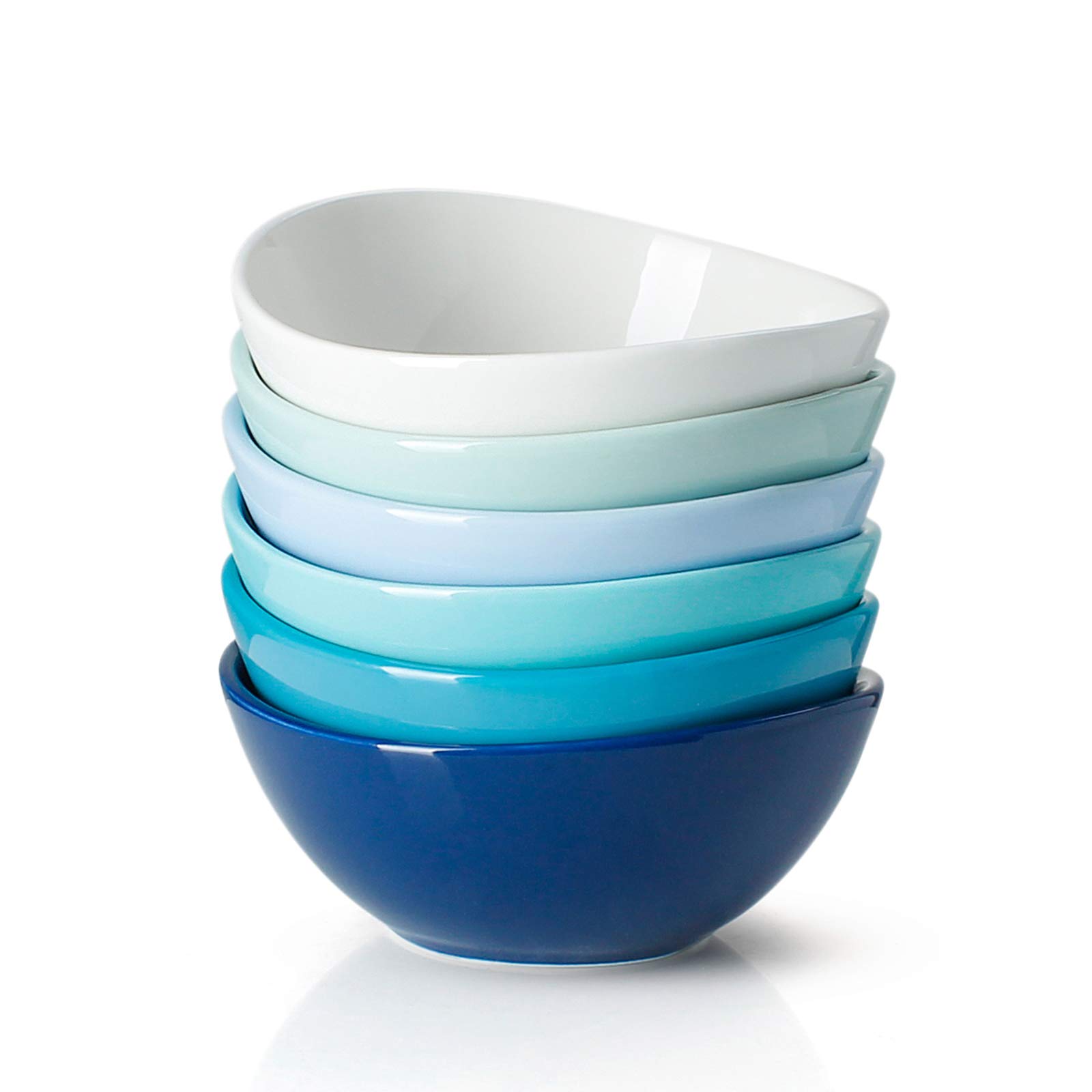 Sweese 6-Piece 10 oz Porcelain Dessert Bowls Set - 5 Inch Small Bowls for Ice Cream, Soup, Rice, Fruits & Snacks - Microwave, Dishwasher & Oven Safe - Vibrant Assorted Colors - Perfect for Party Serving, Home Dining & Restaurant Use