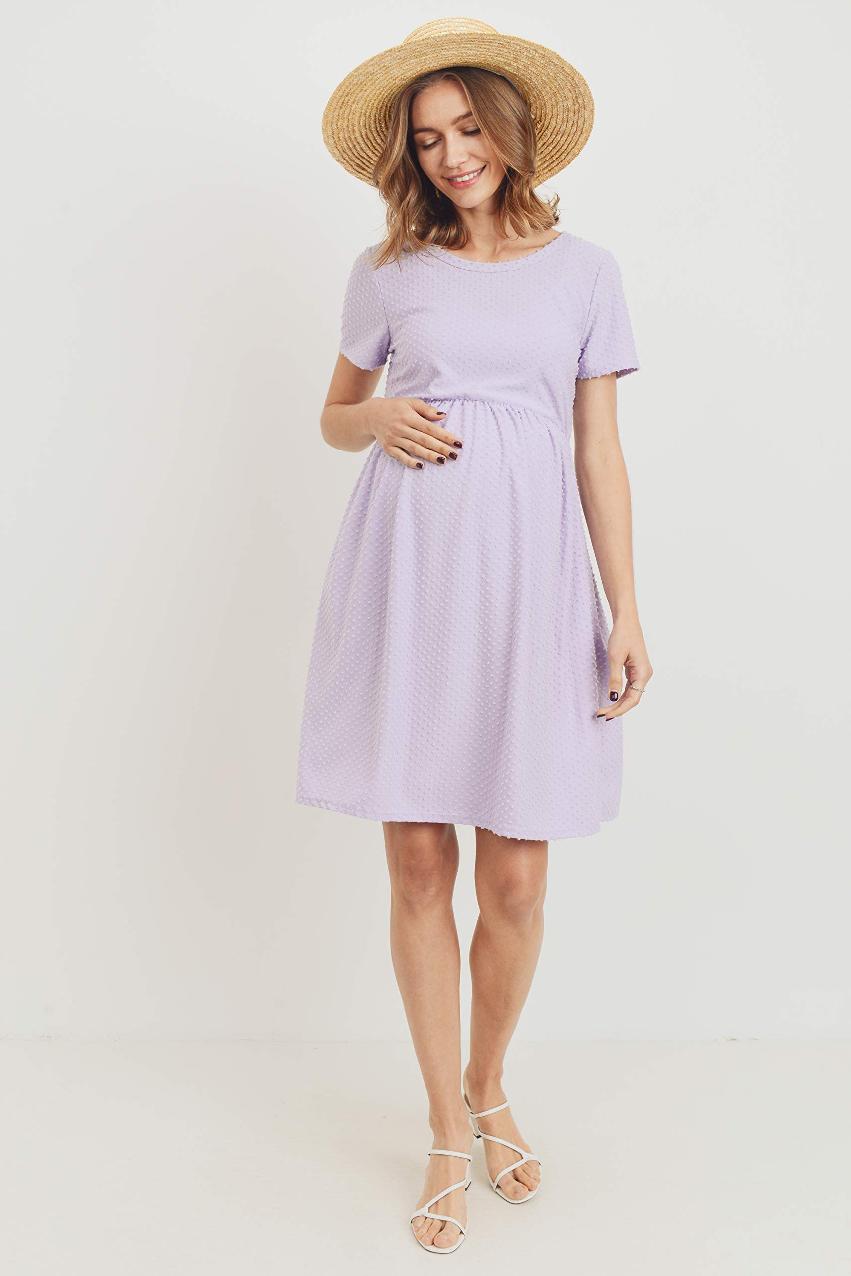 HELLO MIZ Women's Maternity Empire Waist Casual Dress - Comfortable Pregnancy Clothes for Everyday Wear, Nursing & Baby Shower