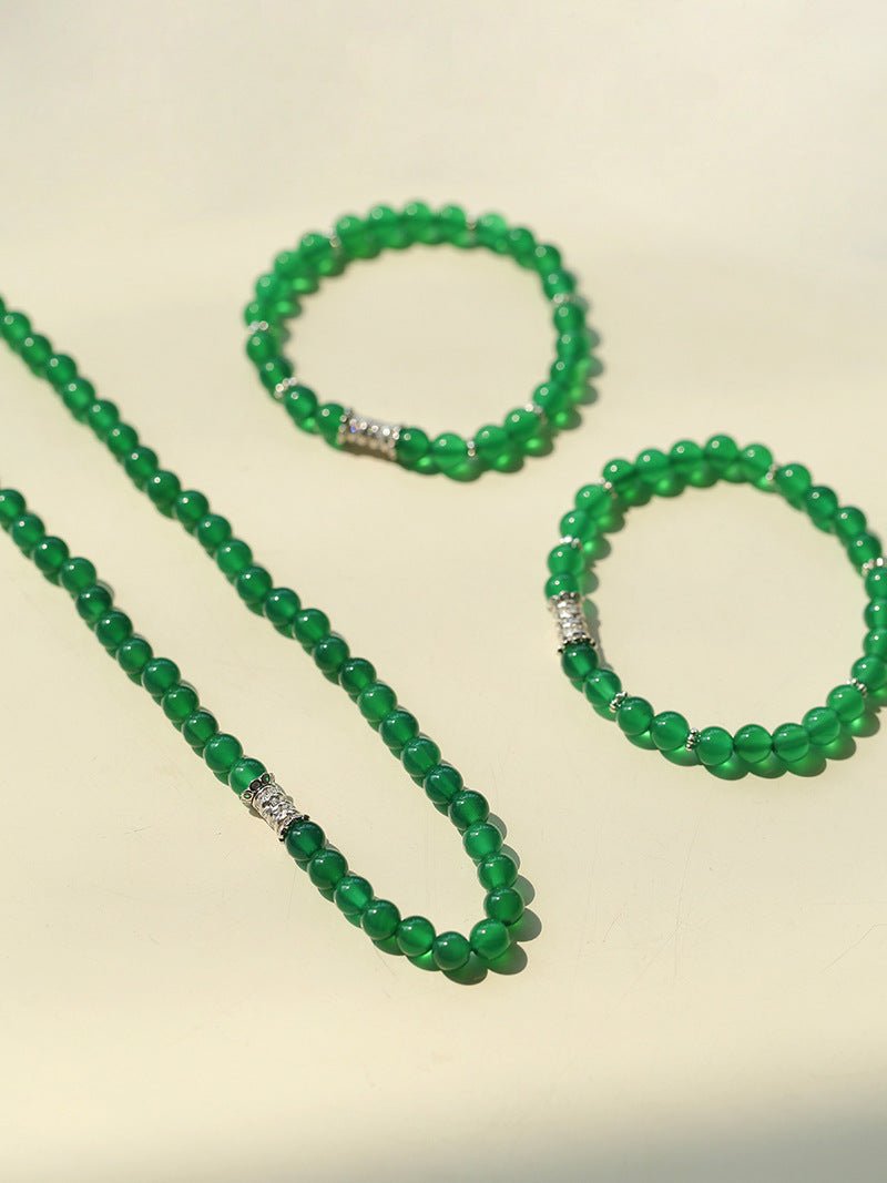 Stylish Elastic Bracelet with Zirconia & Green Agate Beads - Perfect for Women's Fashion, Gift Giving & Everyday Wear