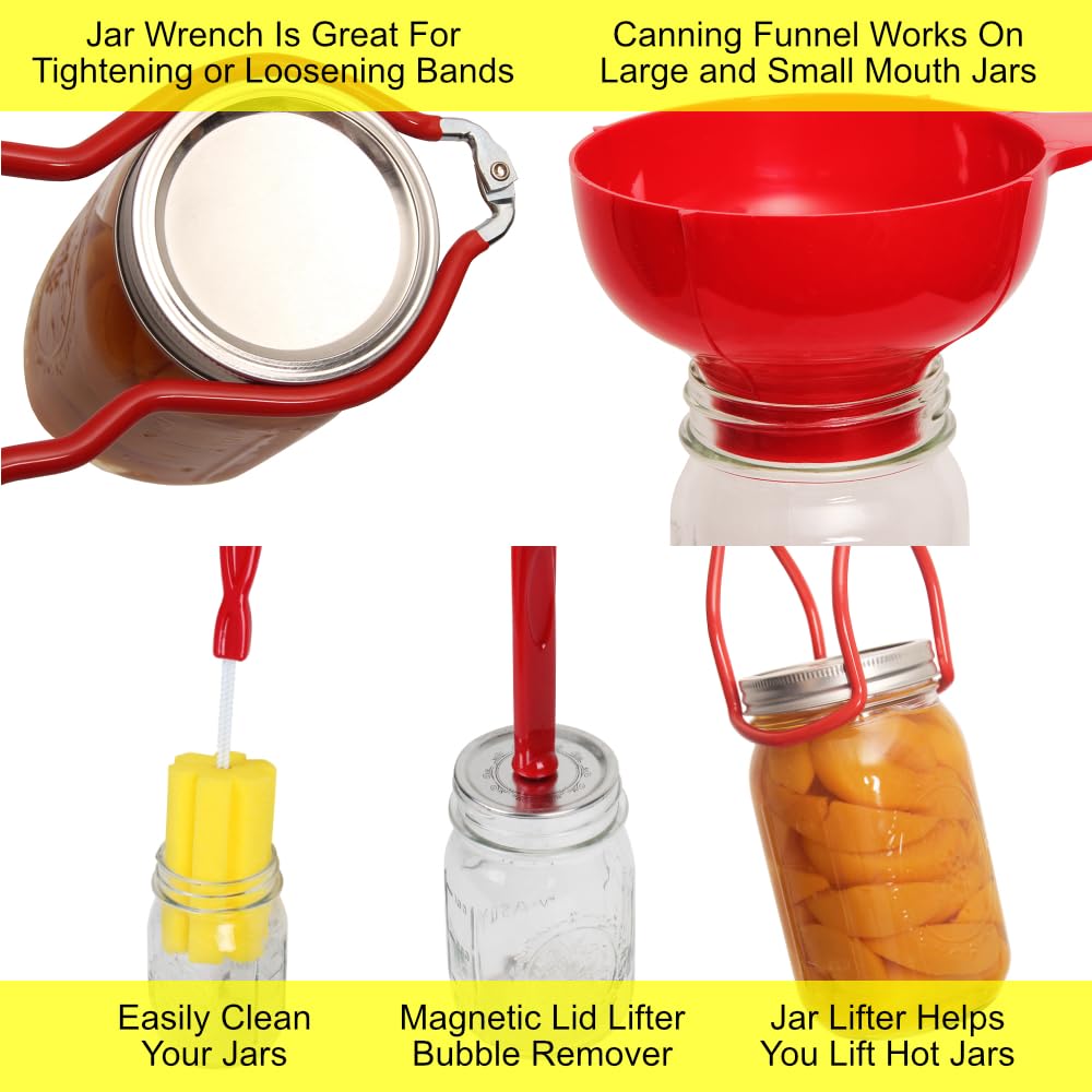 Premium Canning Tools Kit with Jar Wrench - Essential for Home Canning, Food Preservation & DIY Pickling - Perfect for Jams, Sauces, Vegetables & Fruit Preserves