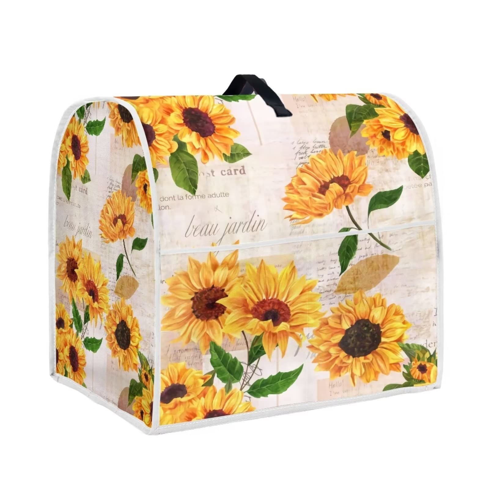 Hinthetall Sunflower Stand Mixer Cover with Pocket - Kitchen Appliance Organizer Bag for Mixers - Keep Clean & Safe - Perfect for Baking, Cooking & Kitchen Organization