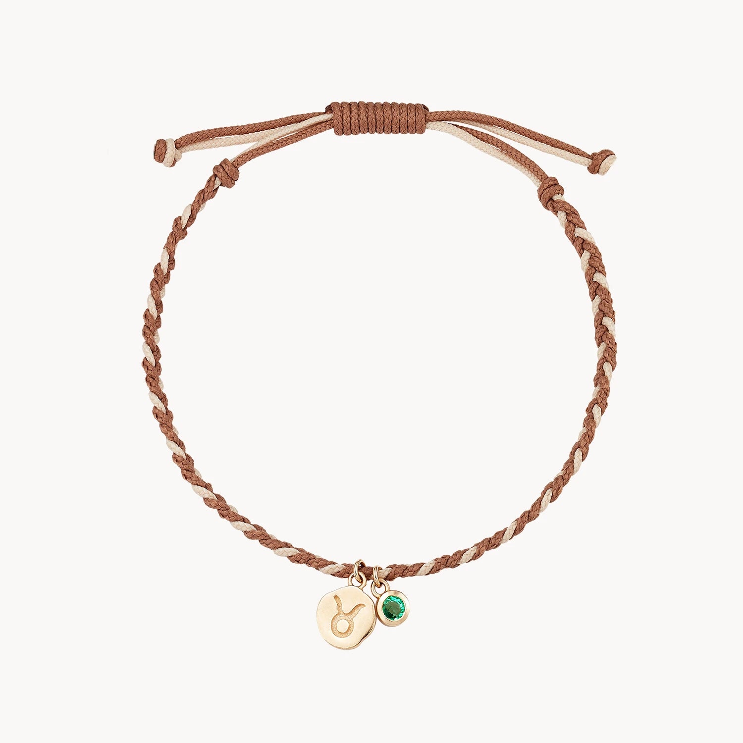 10K Yellow Gold Taurus Zodiac Earth Element Cord Bracelet with Emerald – Perfect for Birthdays, Gifts & Spiritual Jewelry Lovers