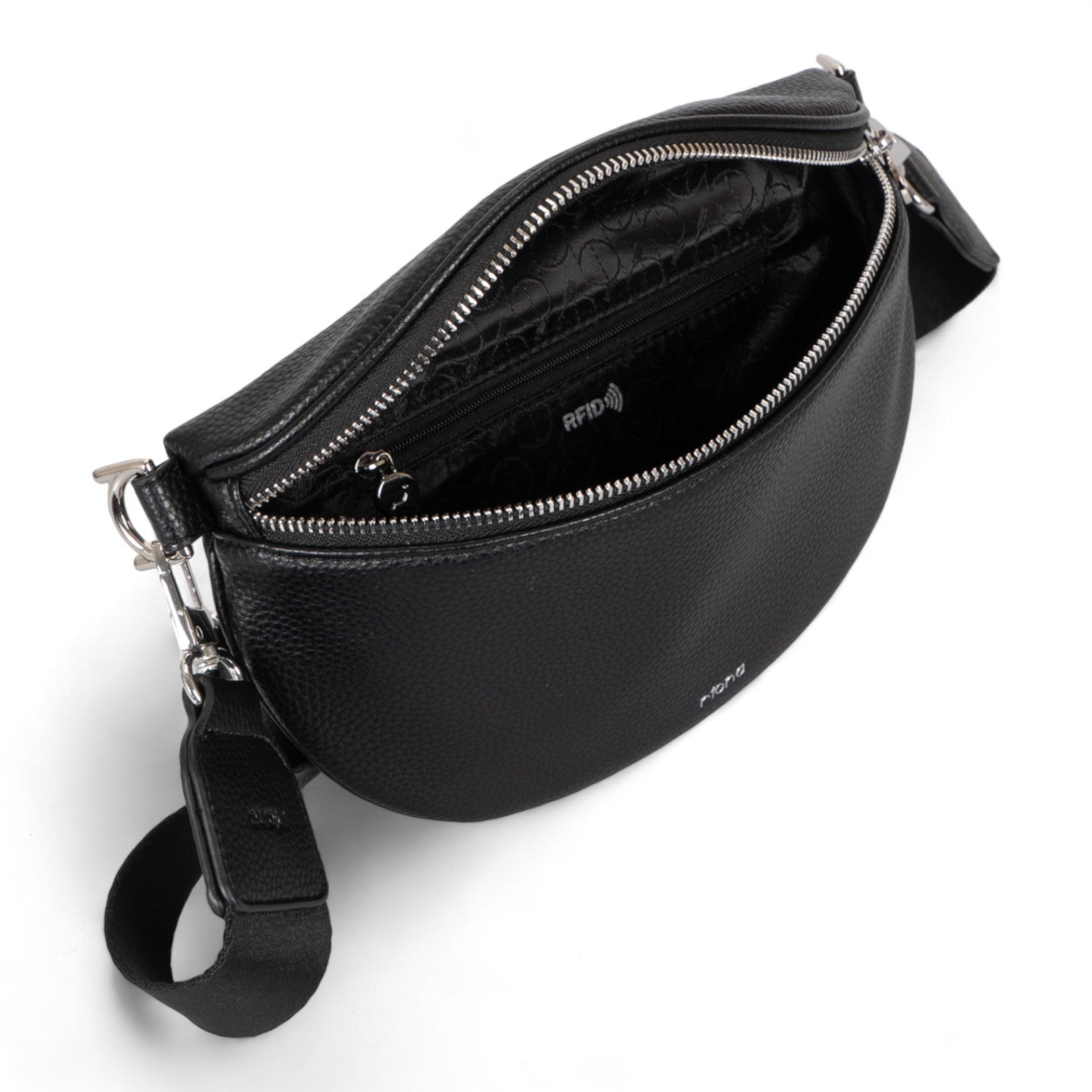 Riona Krystina RFID Blocking Waist Bag - Anti-Theft Travel Waist Pack with Adjustable Webbing Strap, Black | Perfect for Travel, Shopping & Outdoor Activities