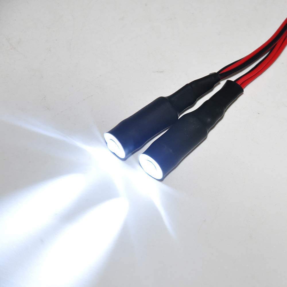 1/10 Scale RC Car LED Headlight & Taillight Kit - 9mm White Lamps for Crawler, Truck & Racing Models - Perfect for Night Driving & Off-Road Adventures