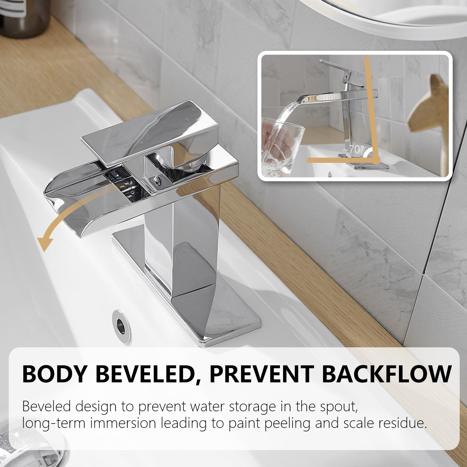Modern Chrome Waterfall Bathroom Faucet - Single Handle Sink Tap for Home & Commercial Use