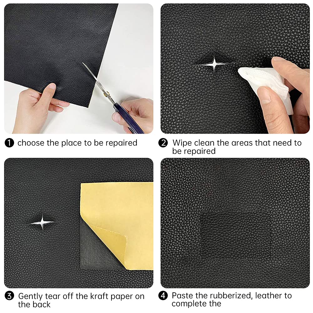 Premium Leather Repair Patch Kit - 12.6x60 Inch Dark Blue Waterproof & Durable Self-Adhesive Leather Tape for Furniture, Couch, Sofa, Car Seat, Vinyl Chairs - Perfect for Home, Office & Vehicle Interior Repairs