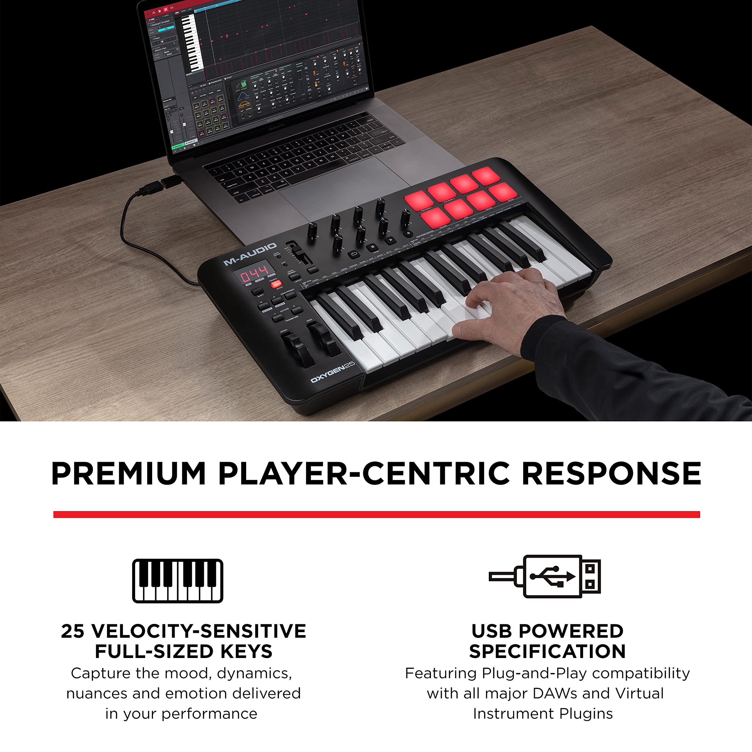 M-Audio Oxygen 25 MKV 25-Key USB MIDI Keyboard Controller with Beat Pads, Smart Chord & Scale Modes, Arpeggiator - Perfect for Music Production, Live Performance & Home Studio Recording