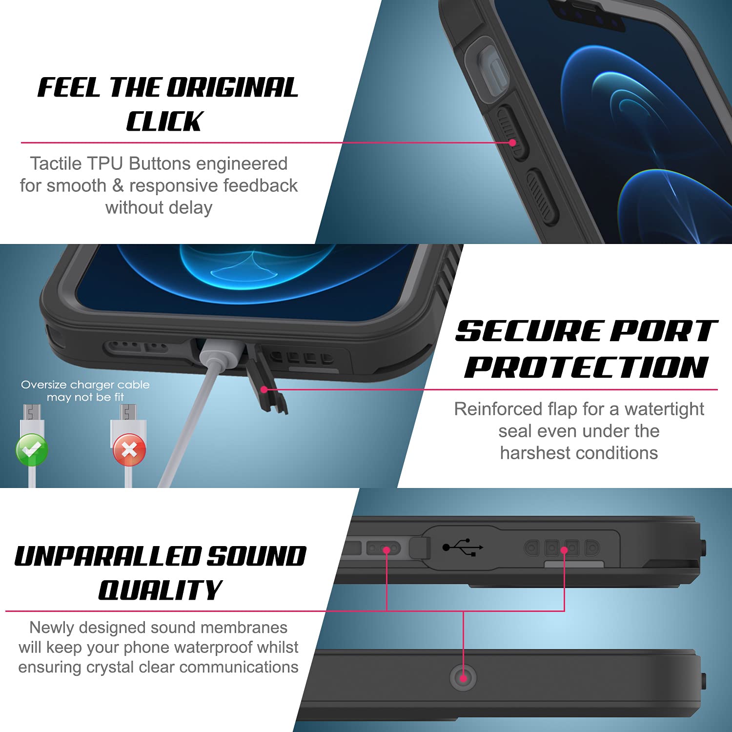**Punkcase Extreme Series Slim Fit Waterproof Shockproof Snowproof iPhone 13 Pro Max Case (6.7