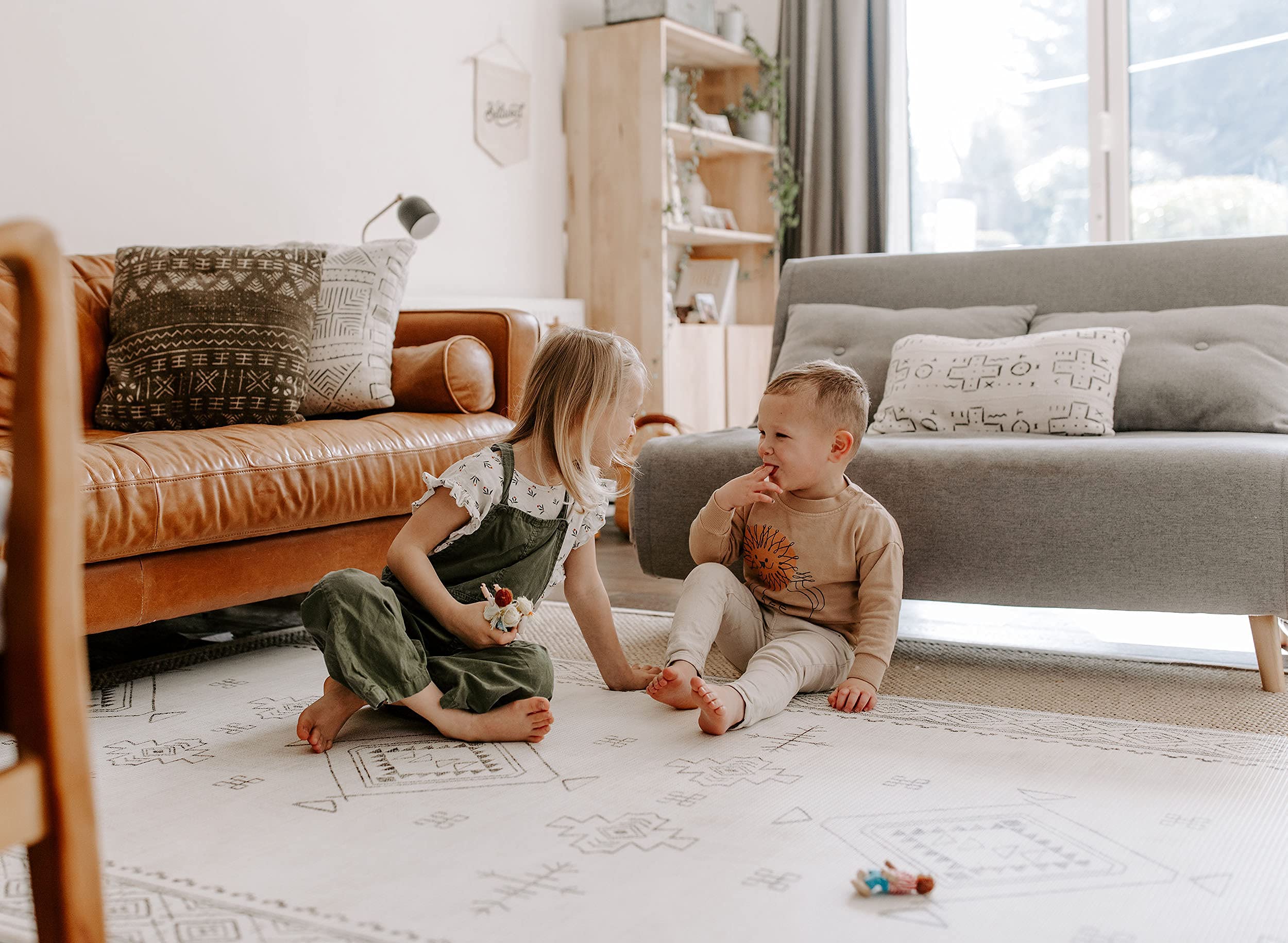 The Shwally PlayMat - Extra Soft Reversible Baby Play Mat with Waterproof & Wipe-Clean Surface - Non-Toxic Hypoallergenic Foam Floor Mat for Nursery, Daycare & Playroom - Large 6.5' x 4.5' Play Area for Crawling, Tummy Time & Learning Activities