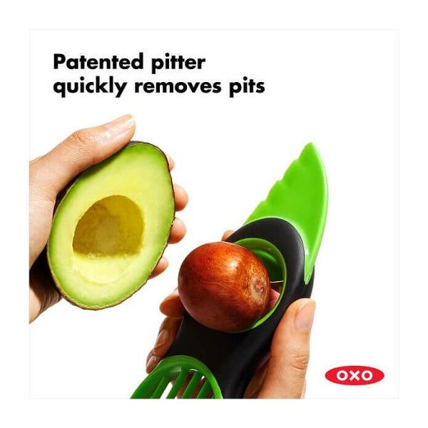 OXO Good Grips 3-in-1 Avocado Slicer, Peeler & Pitter - Stainless Steel Kitchen Tool for Slicing, Dicing & Removing Avocado Pits - Perfect for Guacamole, Salads & Healthy Snacks