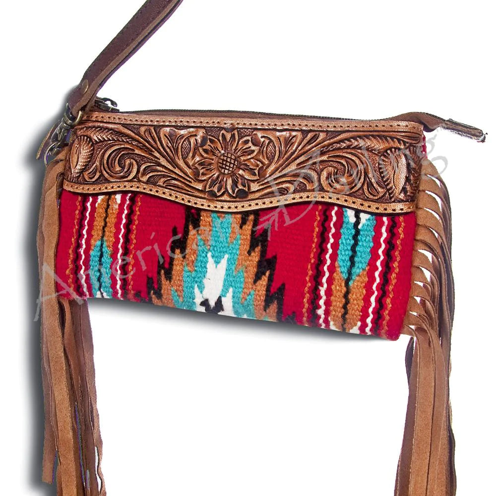American Darling Red Tooled Leather Clutch - Elegant Women's Evening Bag for Parties, Weddings & Special Occasions