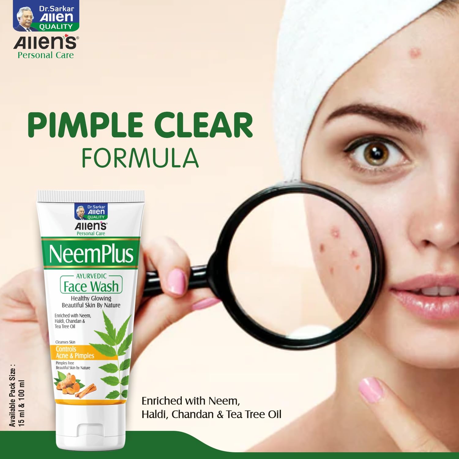 NeemPlus Ayurvedic Face Wash (100ml X 2) - Natural Acne Treatment & Skin Cleanser for Oily & Sensitive Skin | Gentle Daily Face Wash to Remove Dirt, Pollution & Impurities | Perfect for Morning & Night Skincare Routine