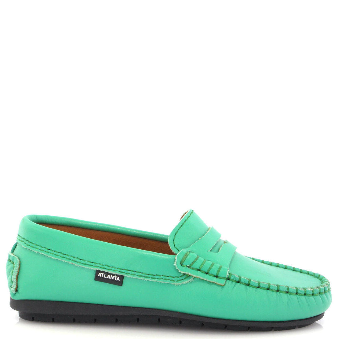 Atlanta Green Leather Penny Loafers for Men - Classic Moccasin Style Comfortable Slip-On Shoes | Perfect for Business Casual, Office & Formal Wear