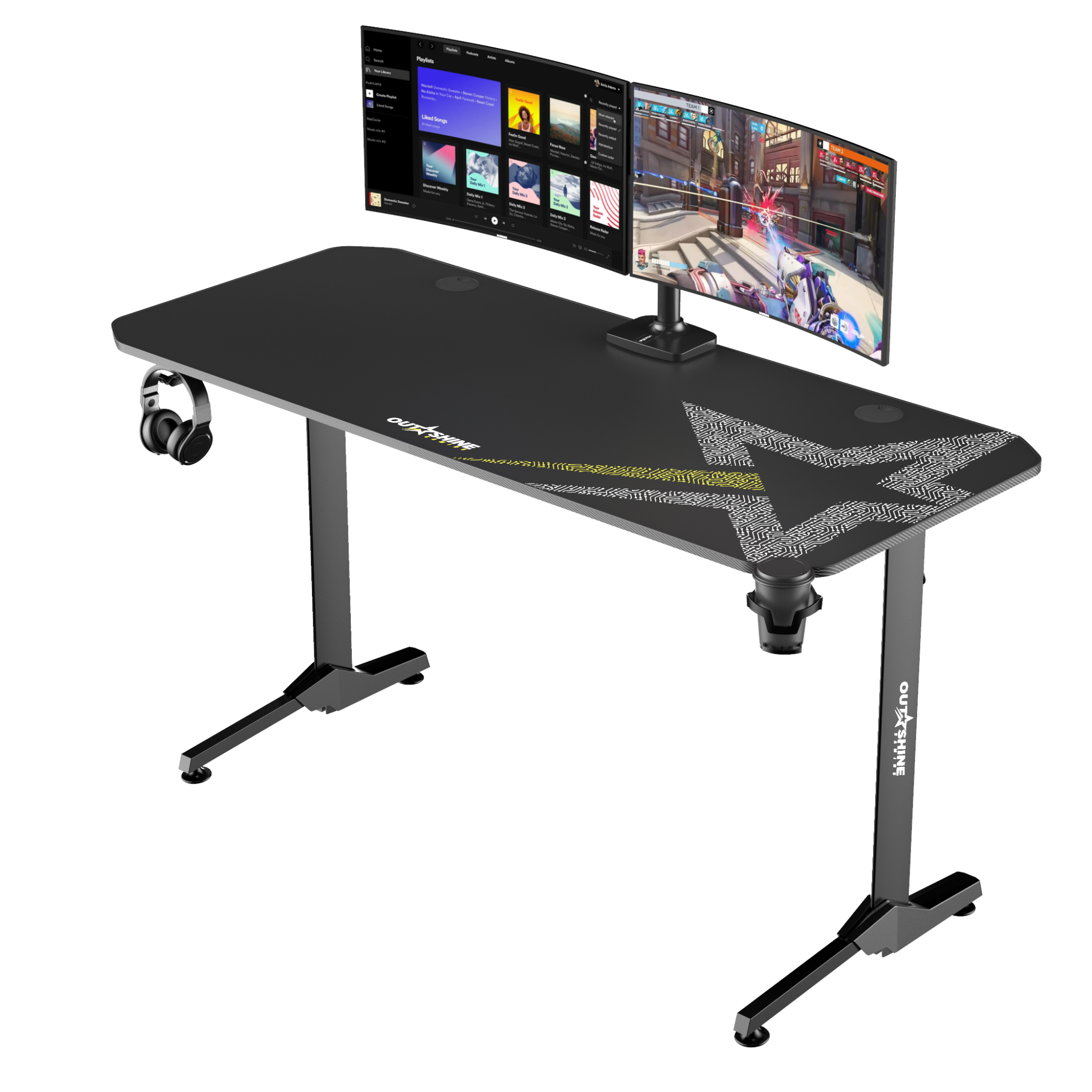 Fortitude 140cm Wide Gaming Desk - Ergonomic Computer Desk for PC & Console Gamers - Perfect for Home Office, Streaming & Esports Setup