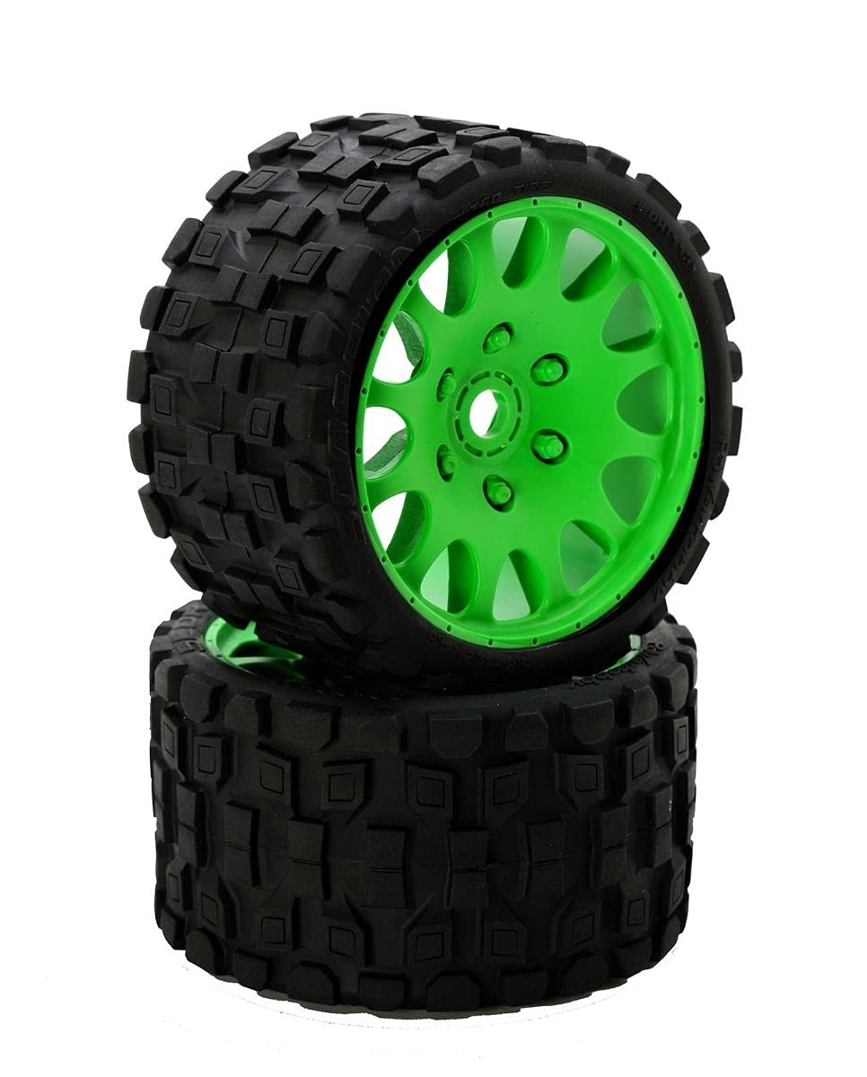 Powerhobby Scorpion Belted Monster Truck Tires and Wheels Set - Durable Off-Road RC Car Tires for Rock Crawling, Bashing & Racing - Perfect for Traxxas, Redcat & Other 1/10 Scale RC Trucks