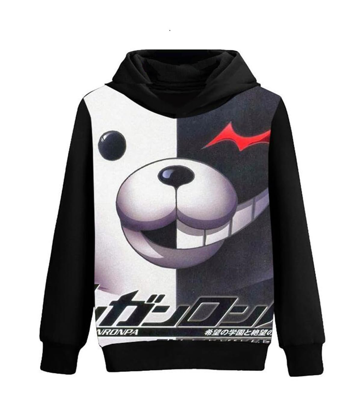 Anime Monokuma Cosplay Hoodie - Black & White Fleece Sweatshirt for Halloween, Comic Con & Cosplay Events | Soft & Comfortable Pullover for Fans