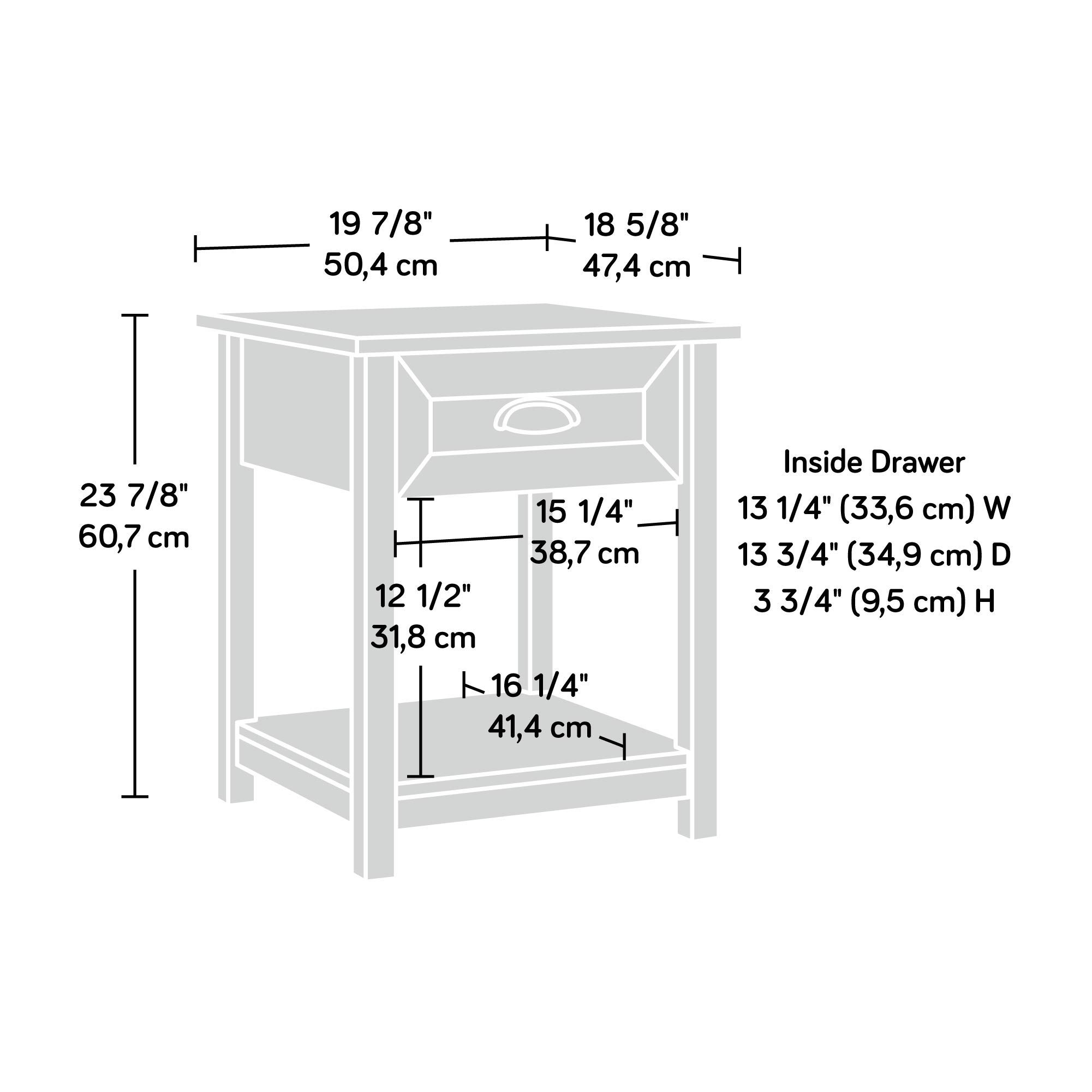 Sauder County Line Side Table Night Stand with Salt Oak Finish - Bedside End Table for Bedroom, Living Room & Office