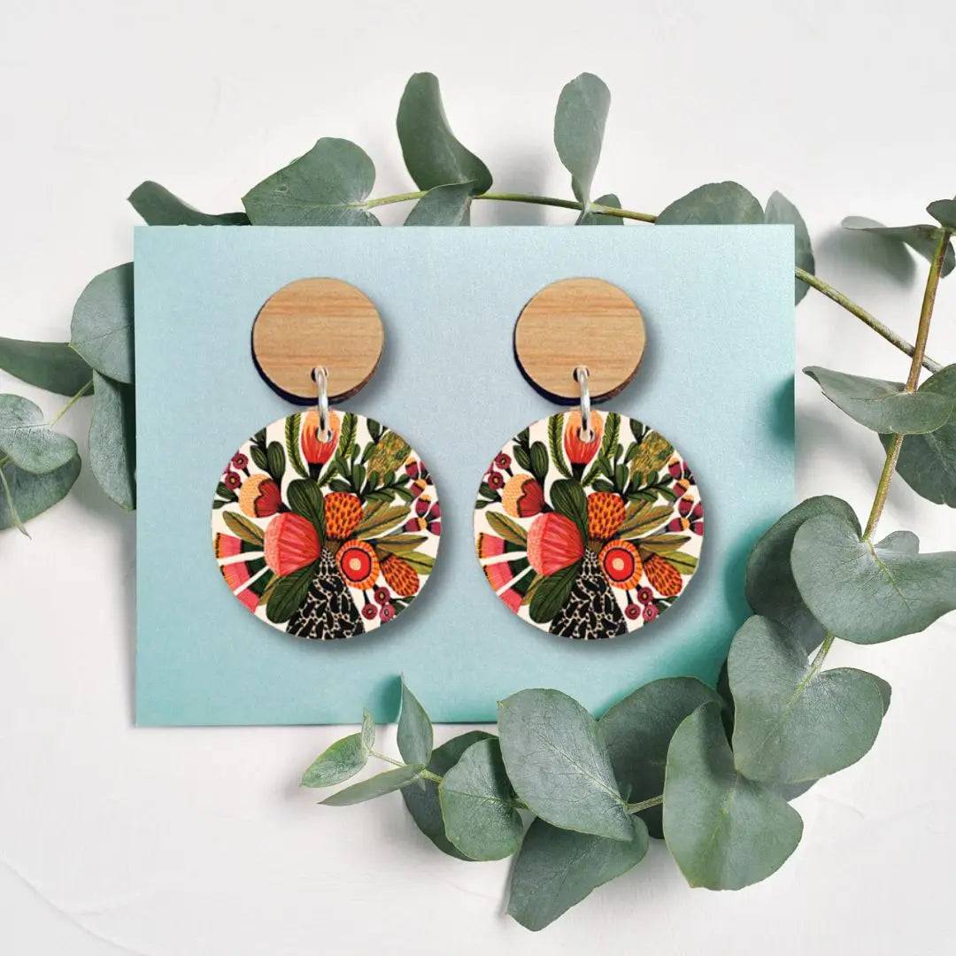 Handmade Australian Native Flowers Wooden Earrings | Boho Nature-Inspired Jewelry for Women | Perfect for Festivals, Weddings & Everyday Wear