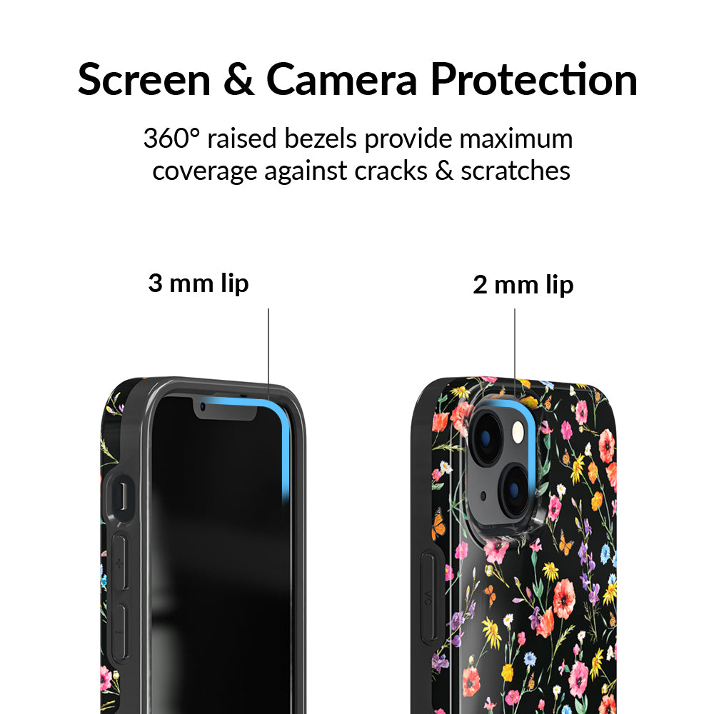 Premium Black Wildflower iPhone Case - Durable Protective Cover for iPhone [Model] - Perfect for Everyday Use, Travel & Outdoor Adventures