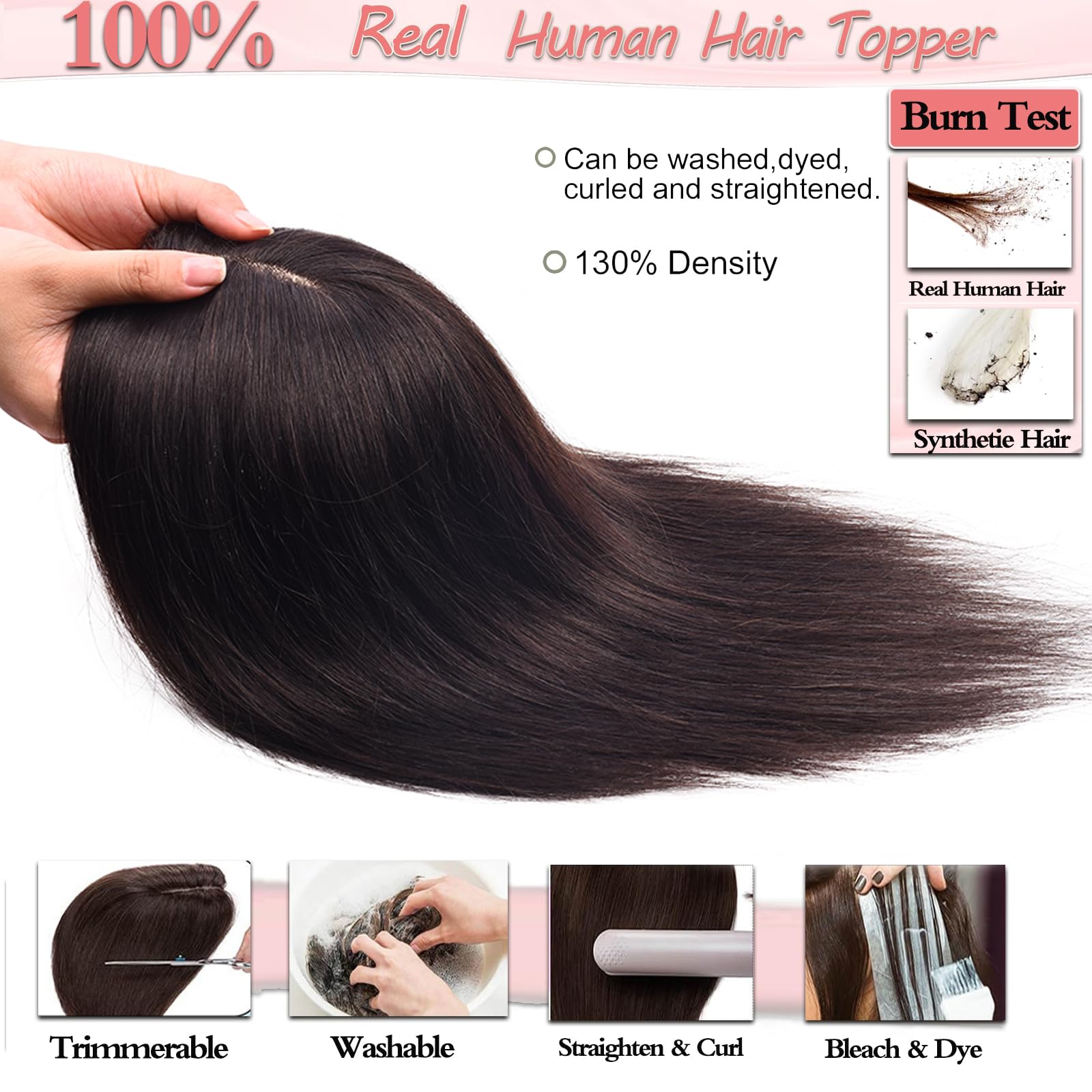 Premium Real Human Hair Toppers for Women - Silk Base Remy Hair Wiglets for Thinning Hair | Clip-In Hair Extensions No Bangs | Perfect for Daily Wear, Special Occasions & Hair Volume Enhancement