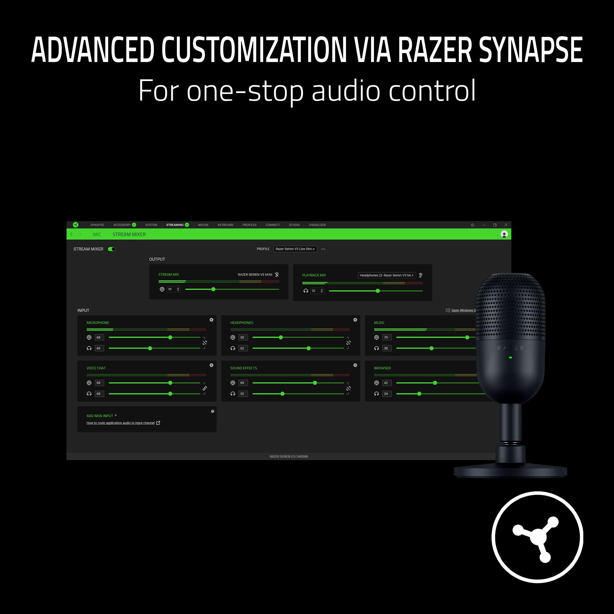 Razer Seiren V3 Mini USB Mic - Supercardioid Condenser Mic for PC Streaming & Gaming