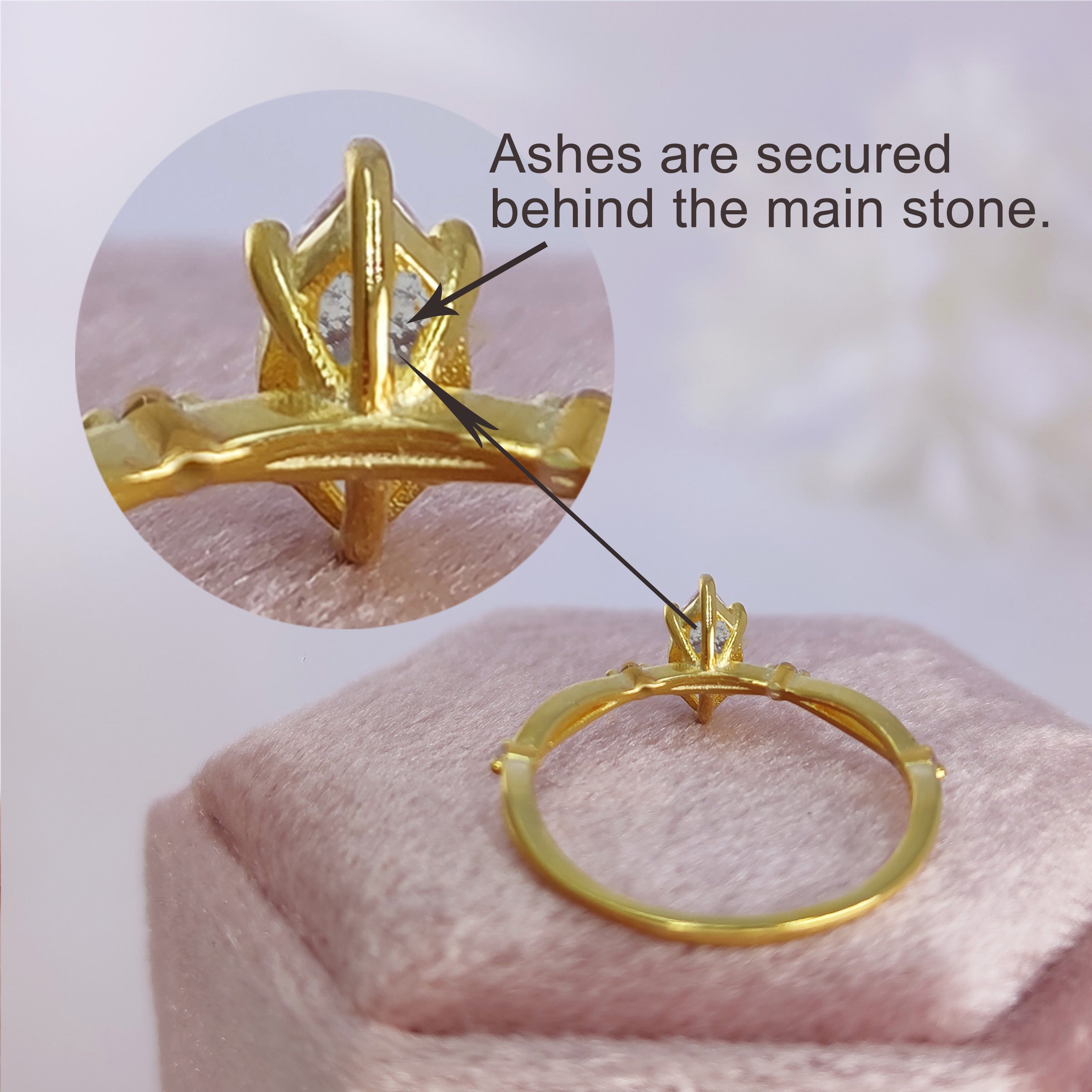 Olive Bloom Marquise Cut Moissanite Ashes Ring - Elegant Memorial Jewelry for Remembrance & Special Occasions