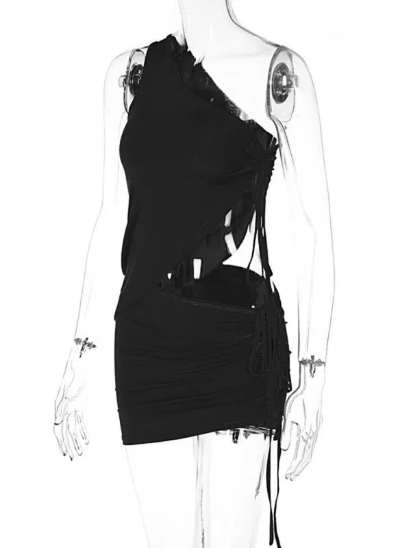 Stylish Women's Casual Ruched Two-Piece Skirt Set - Summer Outfits for Beach, Party & Date Night