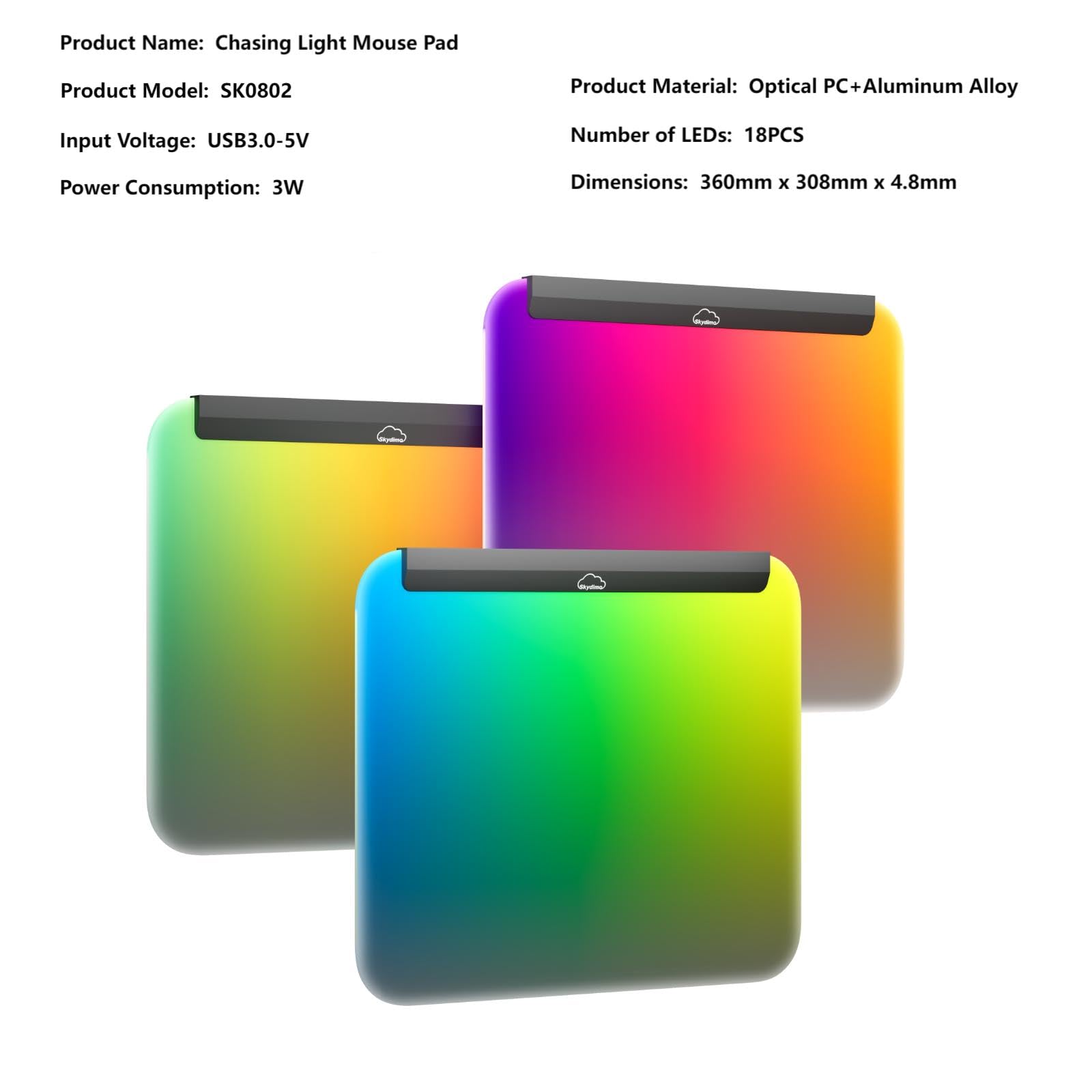 RGB Gaming Mouse Pad with LED Lights - 14x12 Inches Illuminated Mouse Mat for Keyboard & Mouse - Detachable USB Cable & 18pcs Chasing Lights - Perfect for Gaming Setup, Office Work & Nighttime PC Use