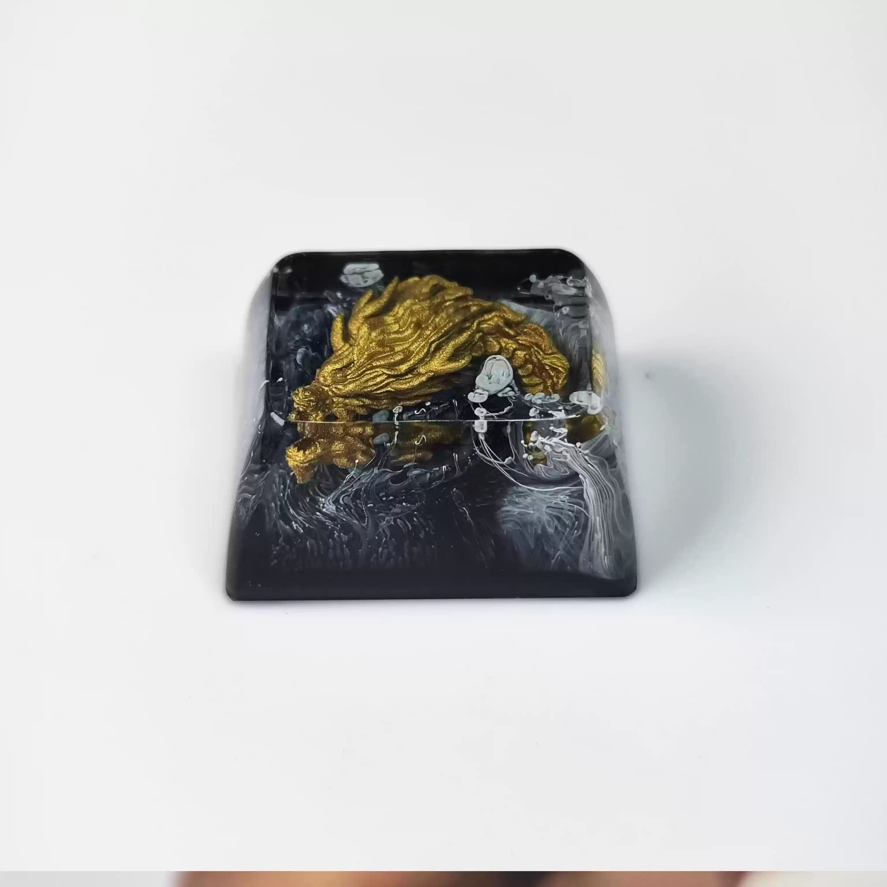 Premium Custom Resin Keycap - Black Gold Dragon Design for Mechanical Keyboards | Handcrafted Artisan Keycap for Gaming & Typing Enthusiasts | Perfect for PC, Mac & Custom Keyboard Builds