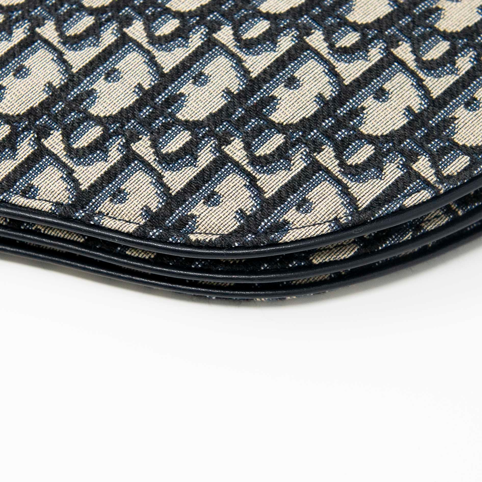 Dior Blue Oblique Triple Saddle Pouch - Luxury Crossbody Bag for Women | Perfect for Parties, Travel & Everyday Use