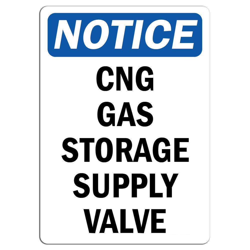 CNG Gas Storage Supply Valve Warning Sign - 12x18 Inch Aluminum Traffic & Warehouse Sign - Weatherproof & Durable 0.04 Thickness - Perfect for Industrial Facilities, Gas Stations & Construction Sites