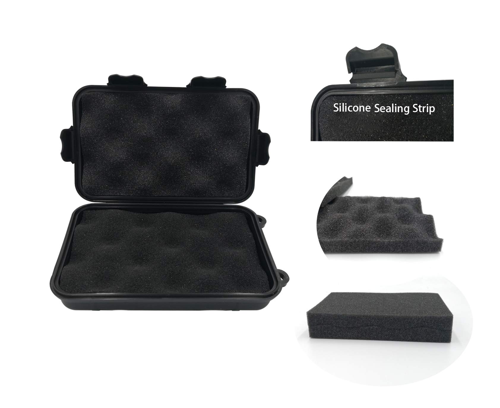 Waterproof Shockproof Dry Storage Box with Foam Insert - Floating Survival Case for Camping, Boating & Outdoor Adventures (Black) - Perfect for Protecting Electronics, Documents & Valuables from Water Damage