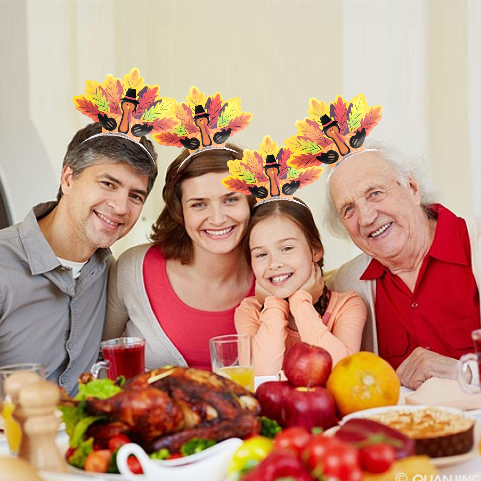 Thanksgiving Turkey Headbands - 12 Pack Holiday Party Favors & Accessories for Thanksgiving Decorations, Turkey Trot Races & Family Gatherings
