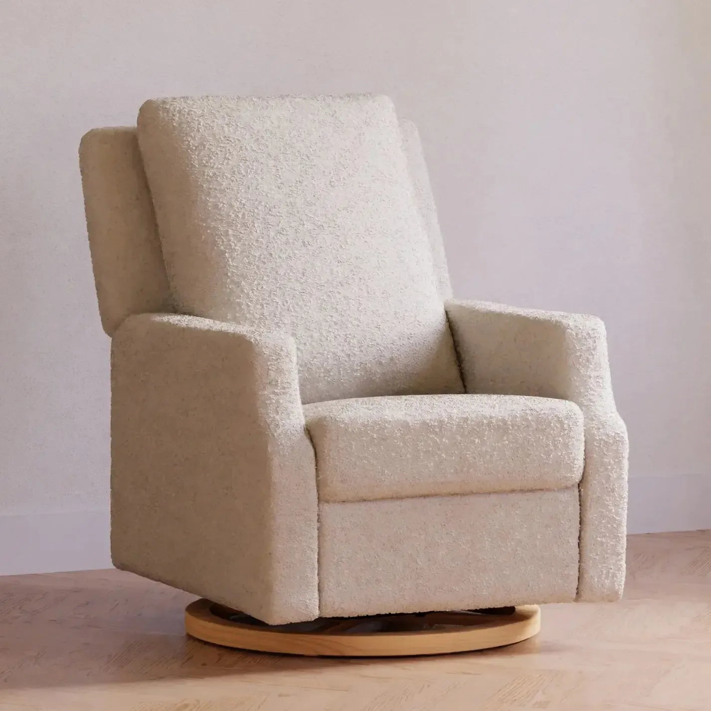 Namesake Crewe Electric Recliner & Swivel Glider Chair with Wood Base - Ivory Boucle Fabric | Modern Living Room Furniture for Relaxing & Entertaining