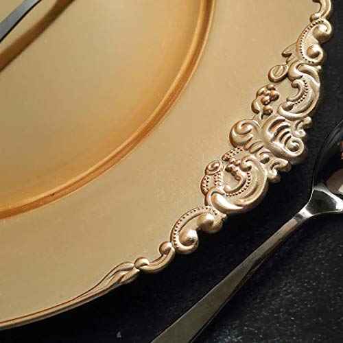 24-Pack 13-Inch Gold Round Charger Plates with Embossed Rim - Elegant Dinnerware for Wedding, Reception & Party Decorations - Perfect for Formal Dining, Holiday Gatherings & Special Events