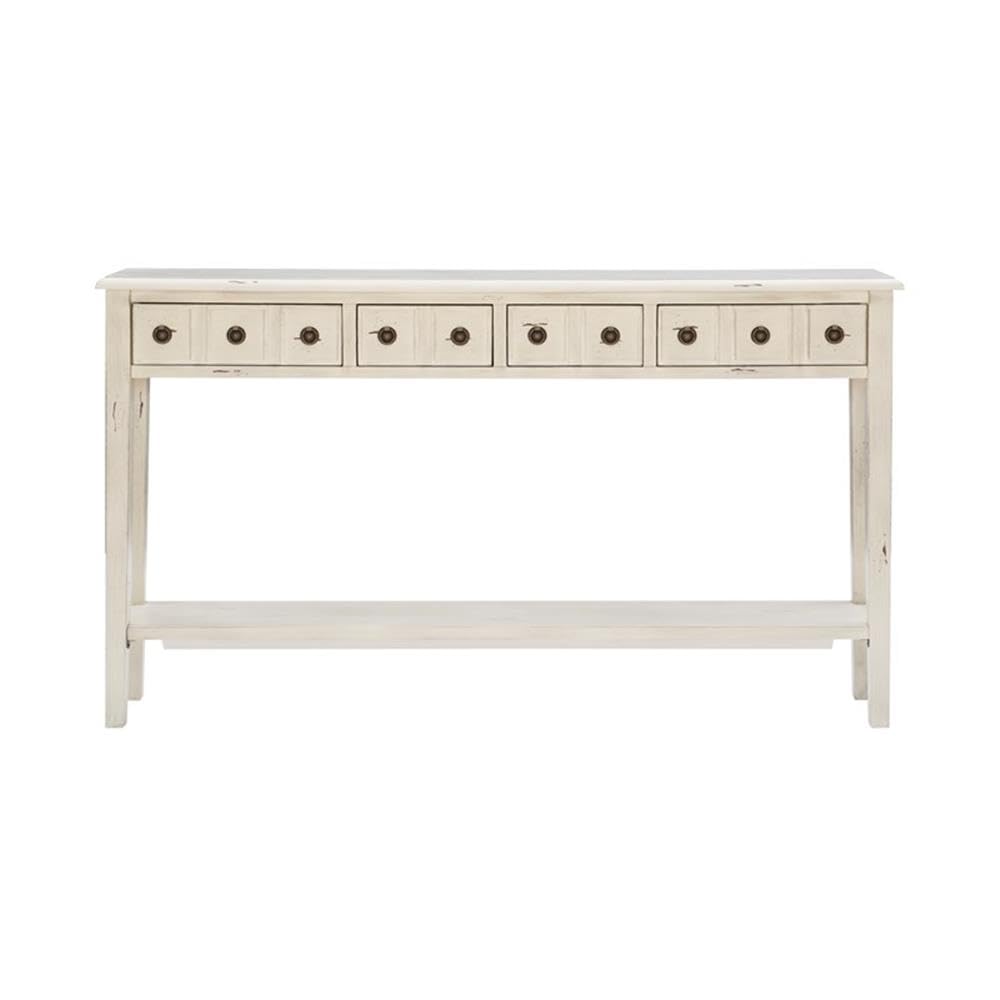 Pemberly Row Transitional Wood Console Table in Cream - Elegant Entryway Furniture for Hallway, Living Room & Foyer Decor