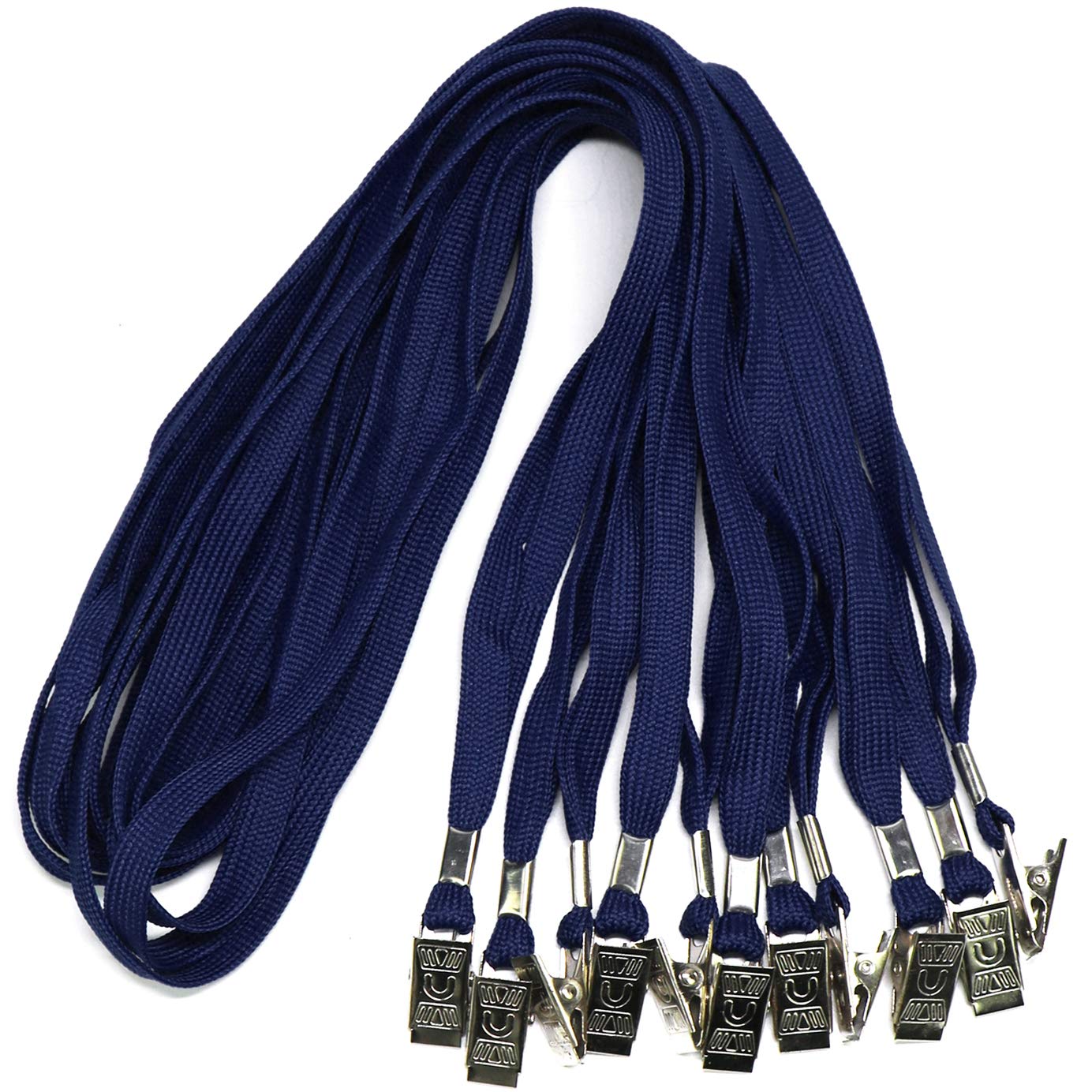 Ollain Bulk Lanyards for ID Cards - 100 Pack Navy Blue - Cruise, Office, Events